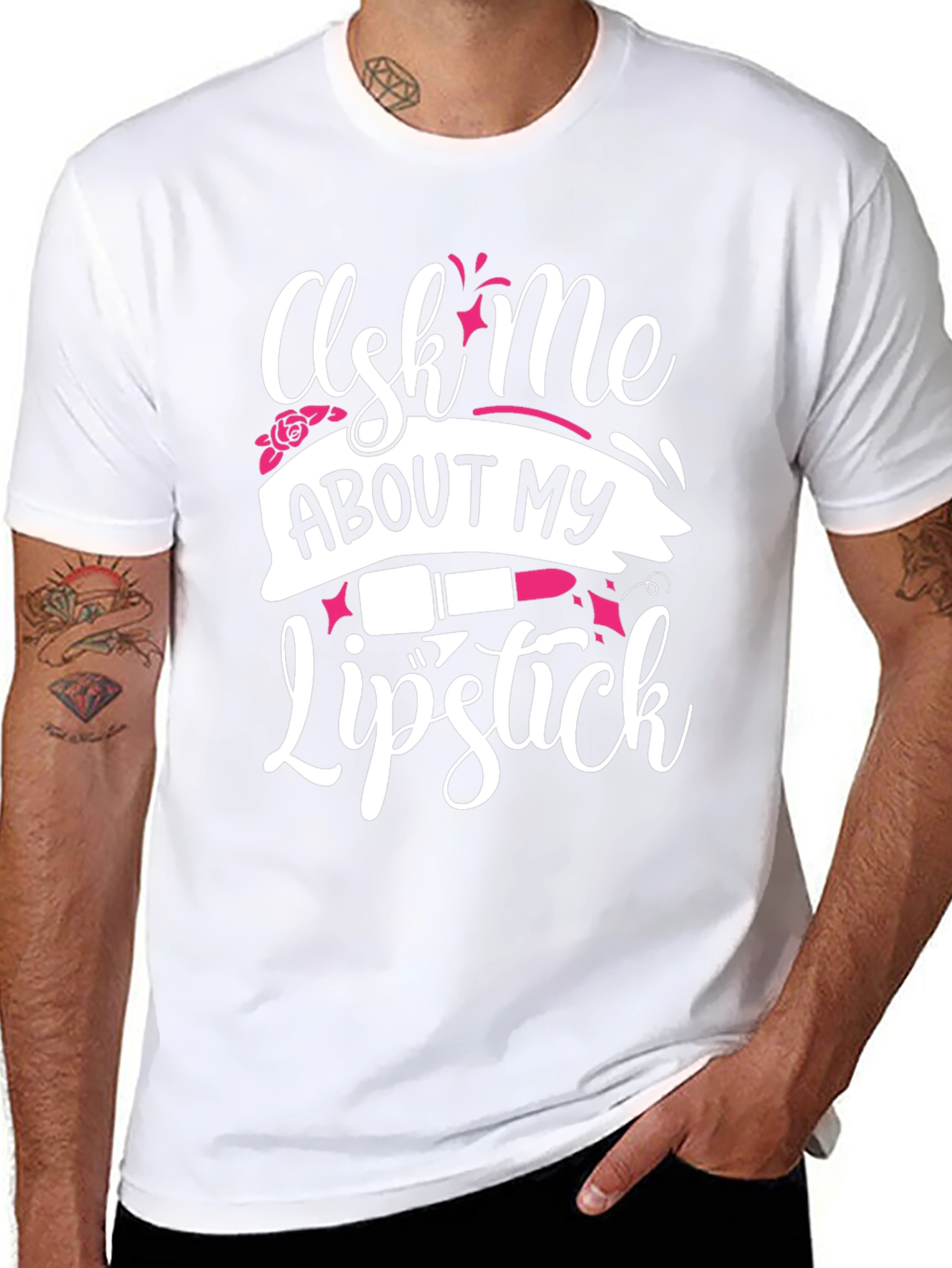 Black Ask Me About My Lipstick T-Shirt view 8