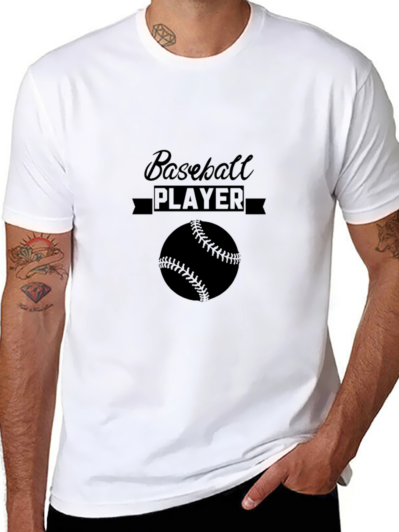 Black Baseball Player Graphic Black T-Shirt view 8