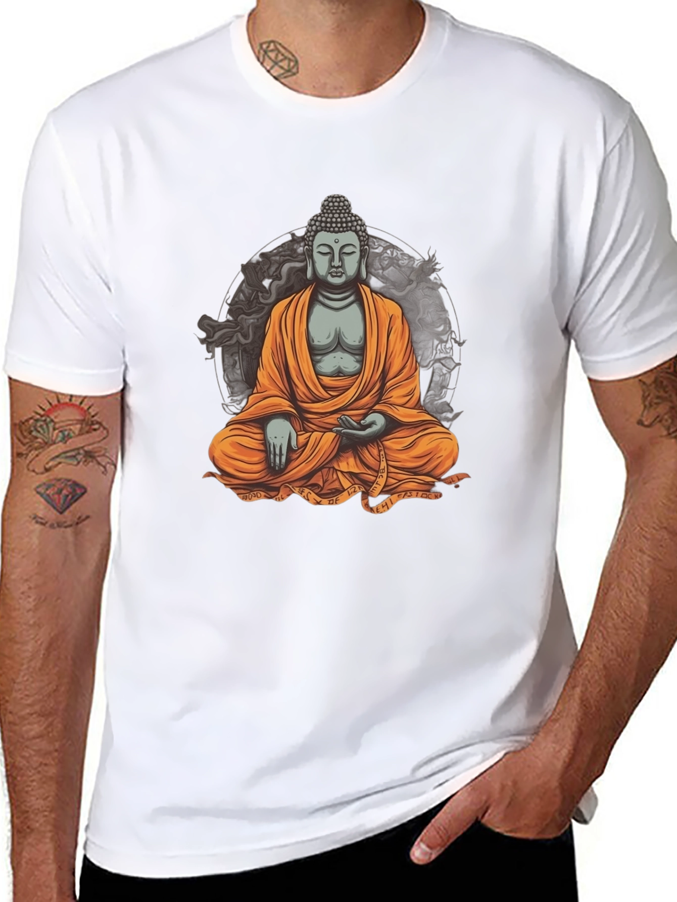 Black Buddha Graphic Black T-Shirt view 8