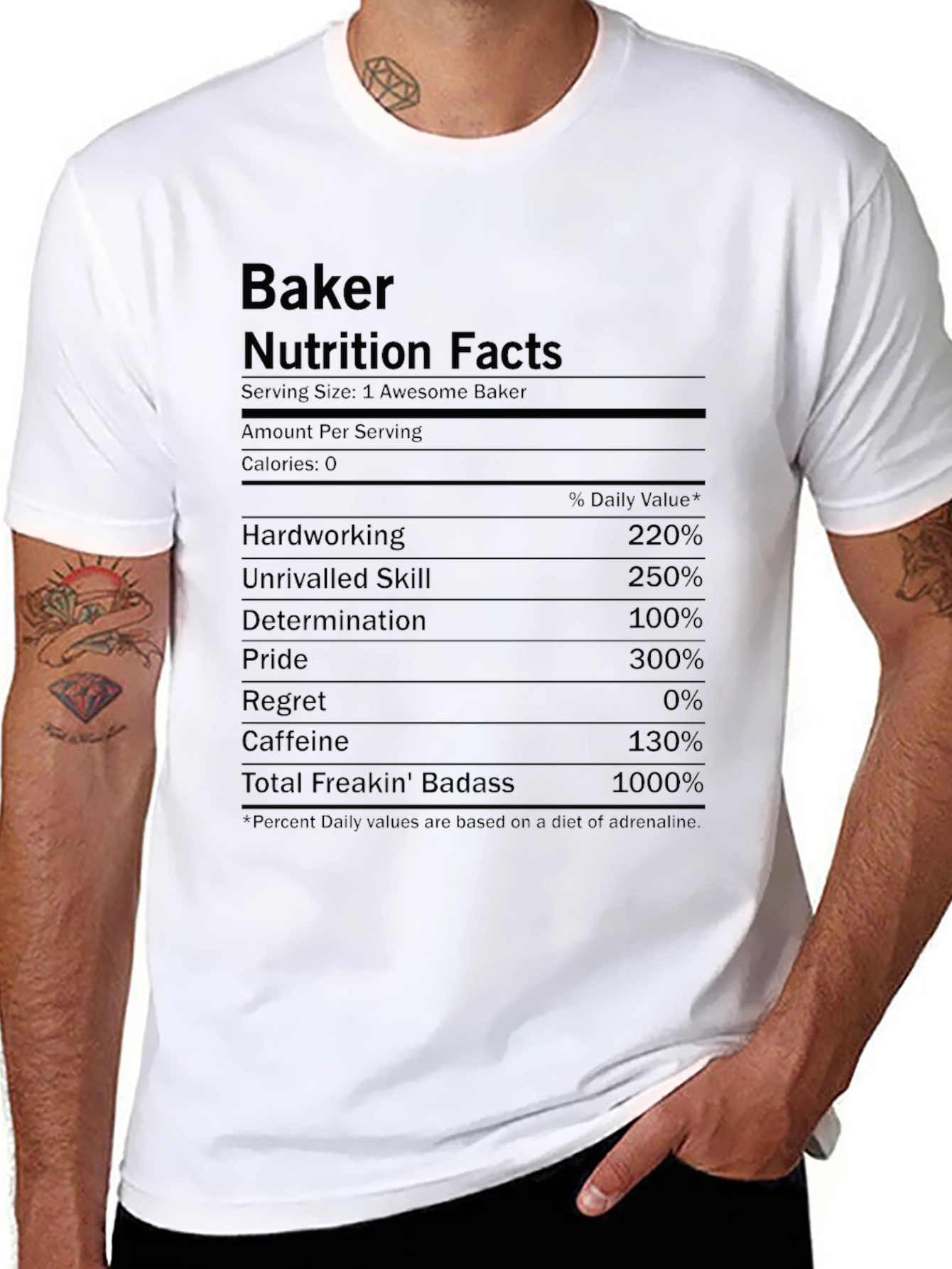 Black Baker Nutrition Facts Black T-Shirt view 8