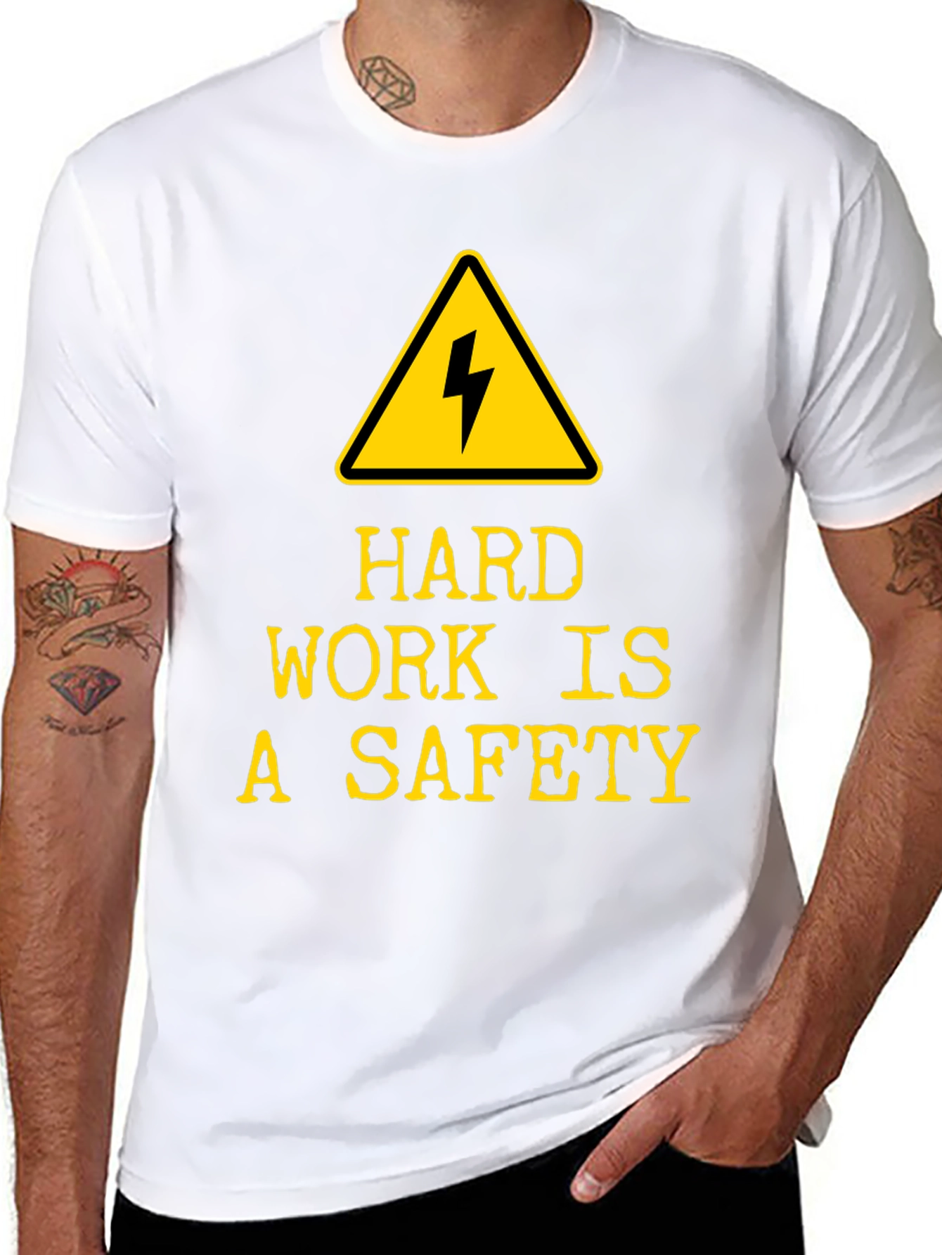 Black Hard Work is A Safety T-Shirt - Black view 8