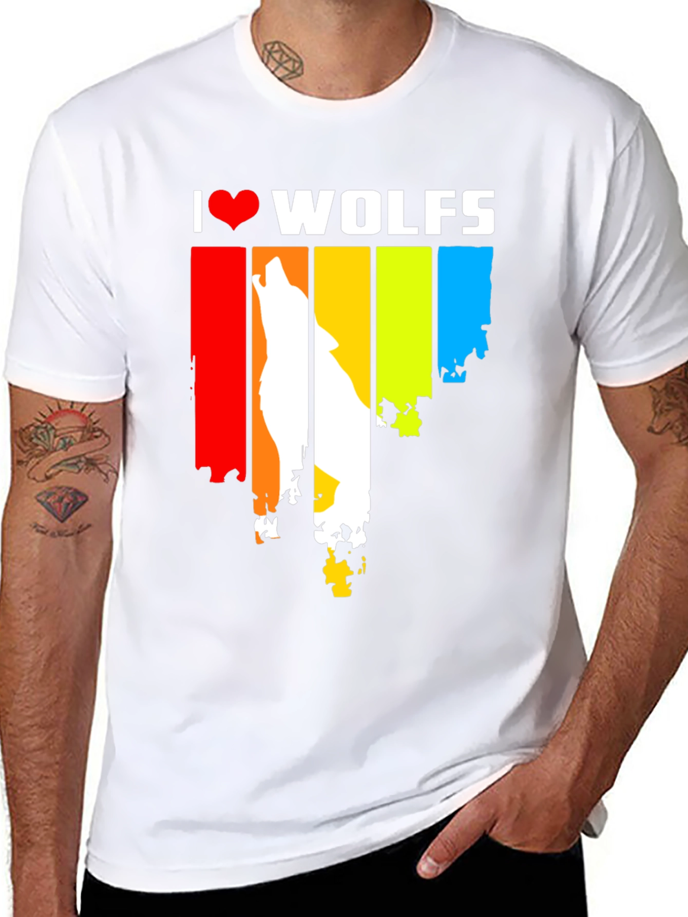 Black I Love Wolves Graphic Tee - Unique Design view 8