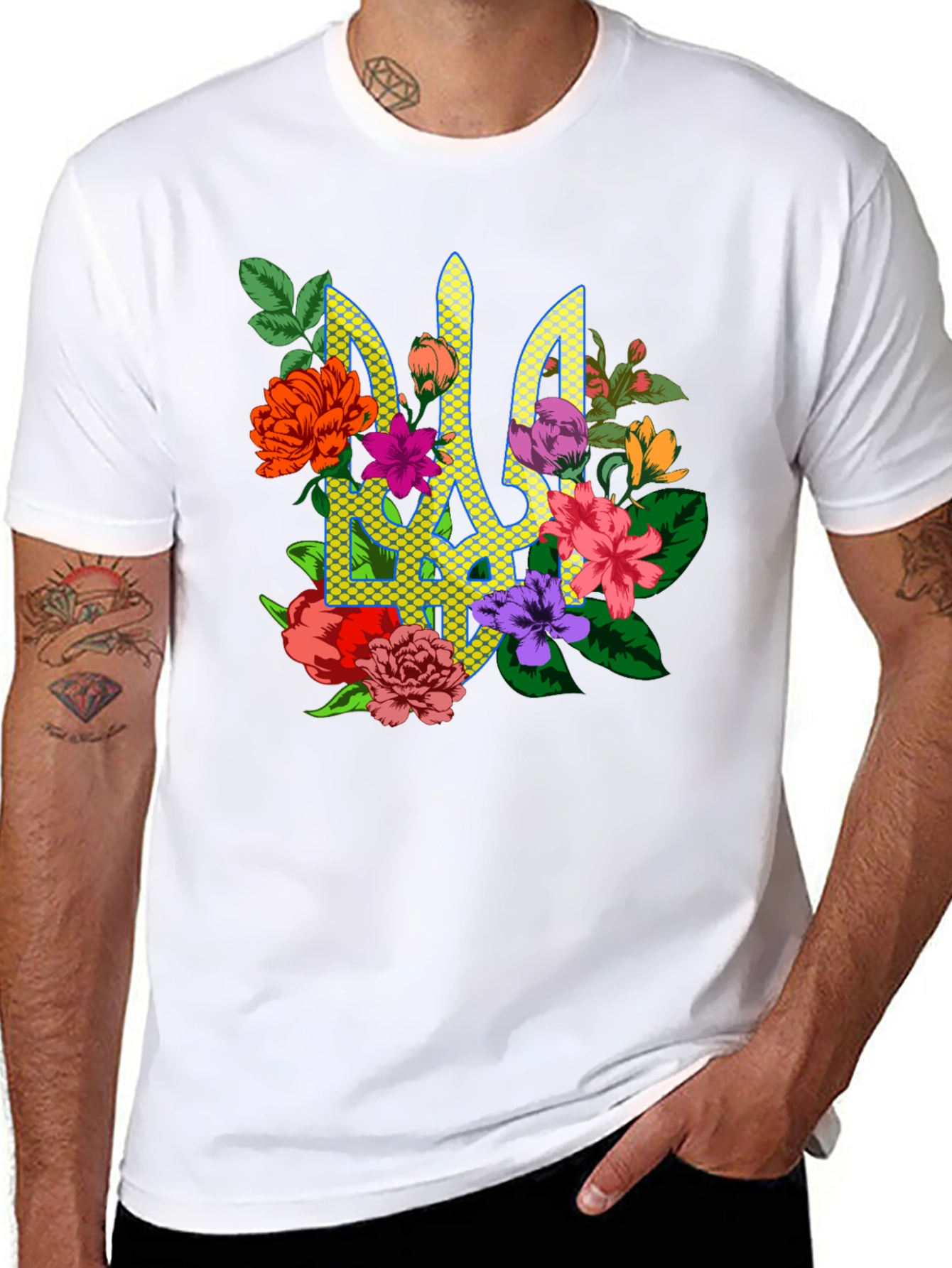 Black Floral Ukraine Emblem T-Shirt view 8