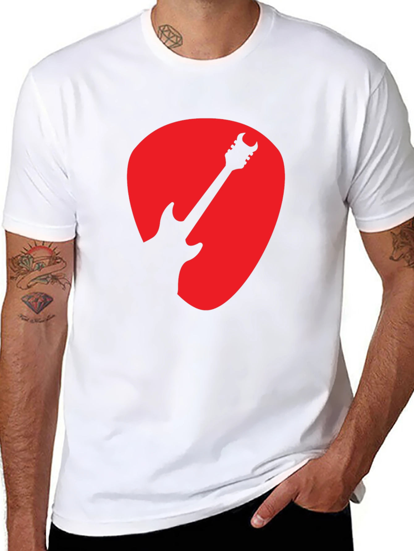 Black Guitar Pick Graphic T-Shirt - Music Lover Tee view 8