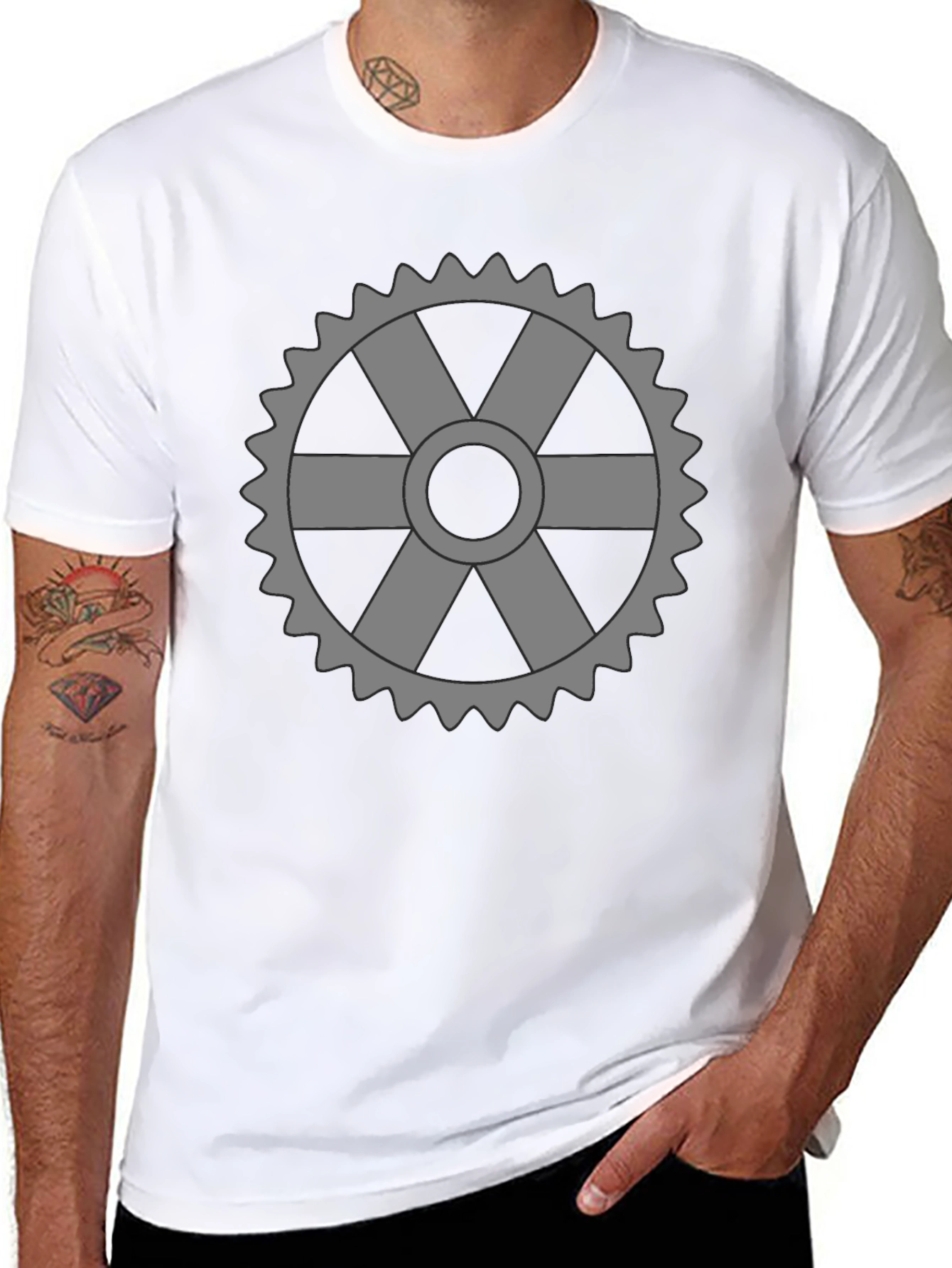 Black Cogwheel Graphic Tee - Cool & Comfortable view 8