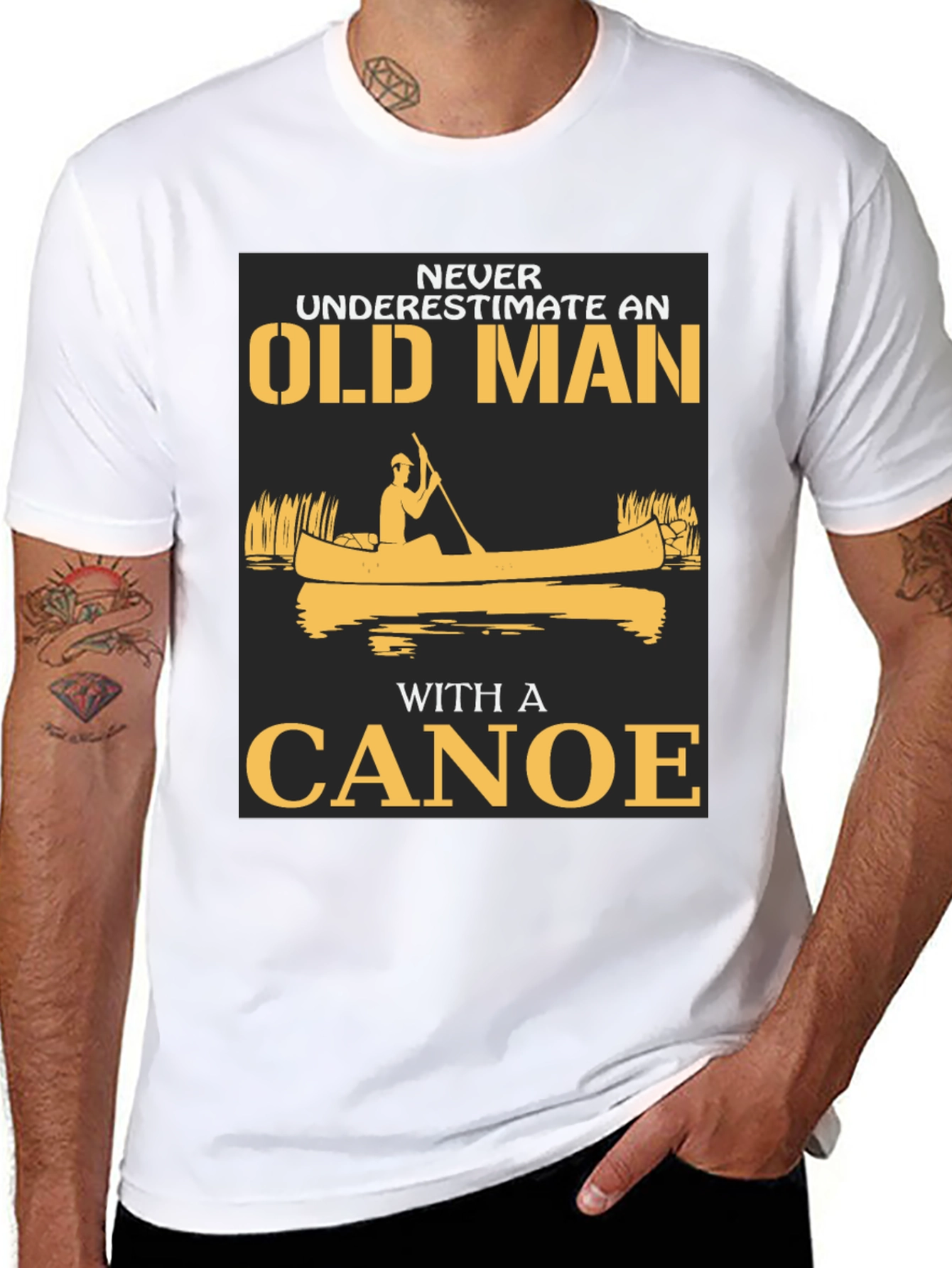 Black Old Man Canoe Graphic Tee - Black Cotton Blend view 8