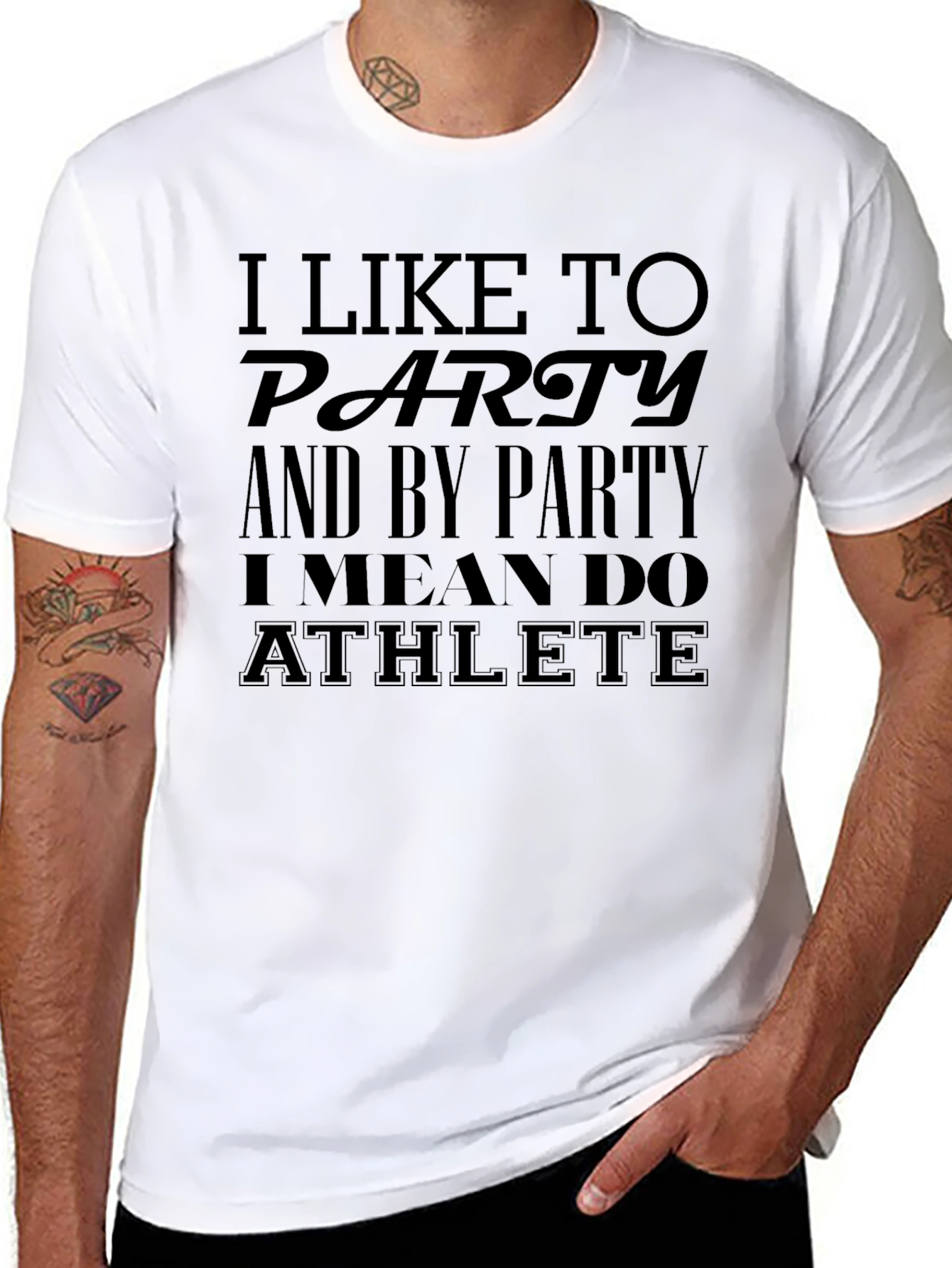 Black I Like to Party Athlete Men's Graphic T-Shirt view 8