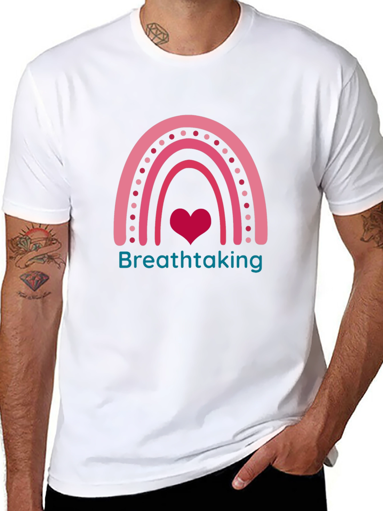 Breathtaking Rainbow Heart Graphic Tee - 8