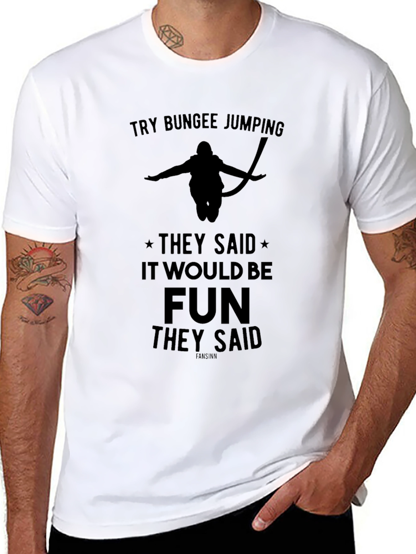 Black Bungee Jumping Graphic Tee - Fun Adventure Shirt view 8