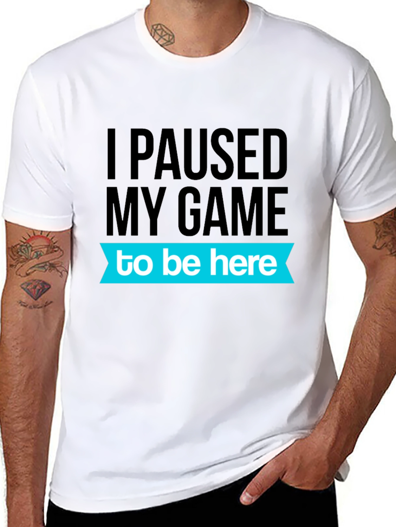 Black Gamer Humor T-Shirt - I Paused My Game view 8