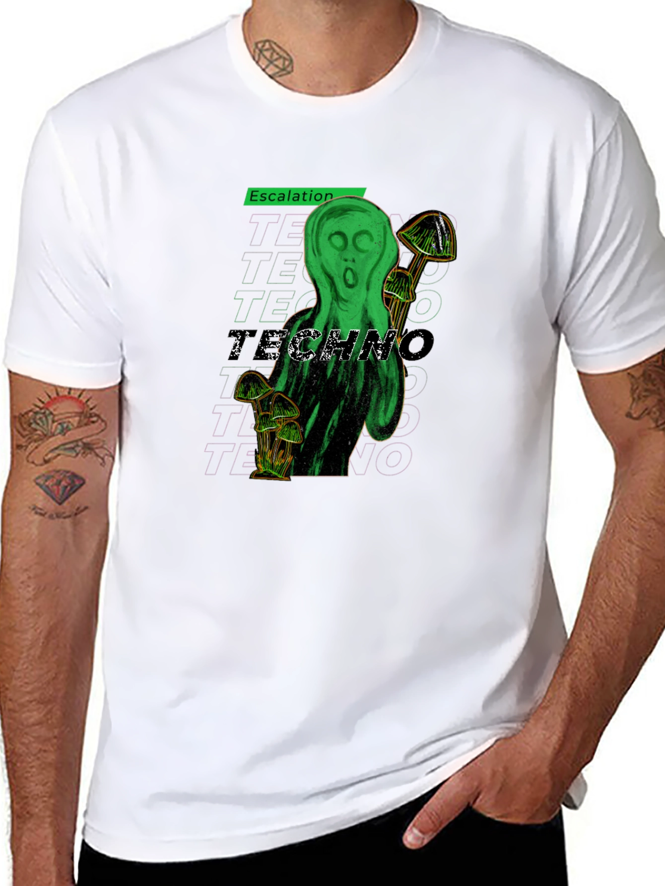 Black Escalation Techno Graphic T-Shirt view 8