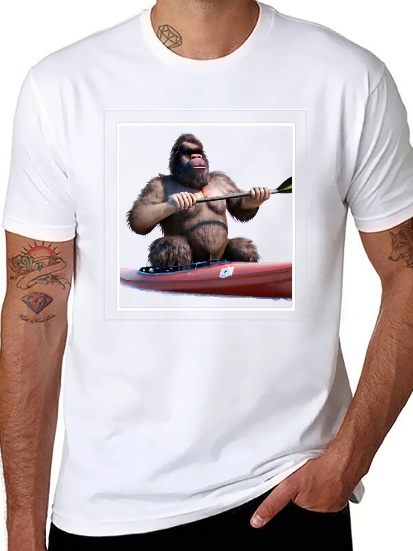 Black Gorilla Kayaking Graphic Tee - Black T-Shirt view 8