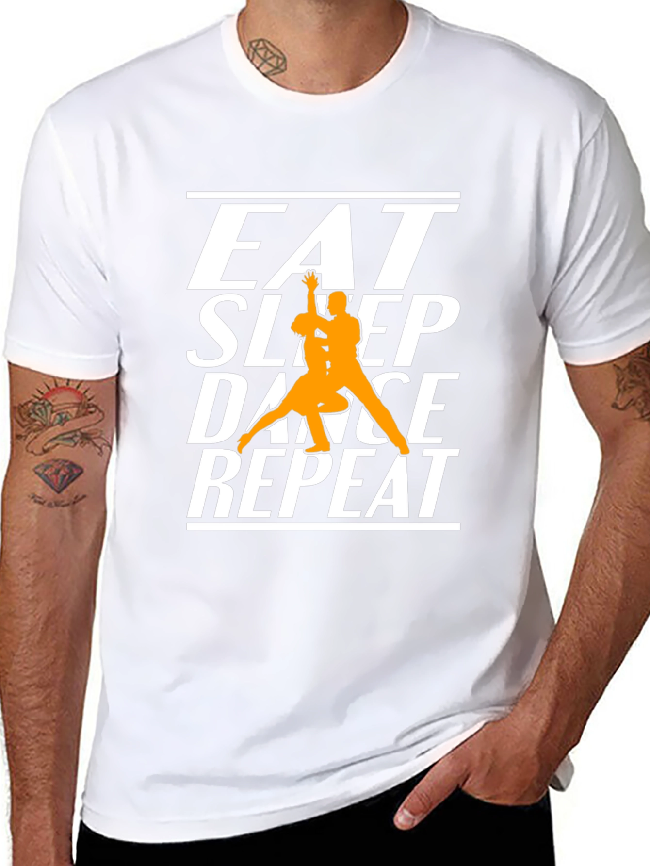 Black Eat Sleep Dance Repeat Black Graphic T-Shirt view 8