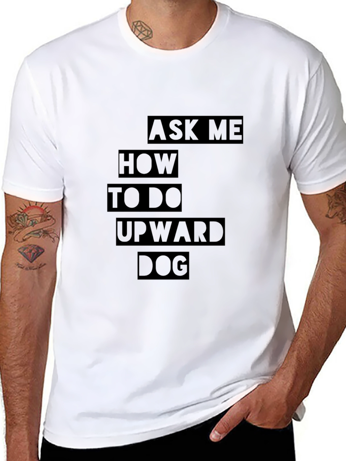 Black Yoga Pose T-Shirt - Ask Me About Upward Dog view 8