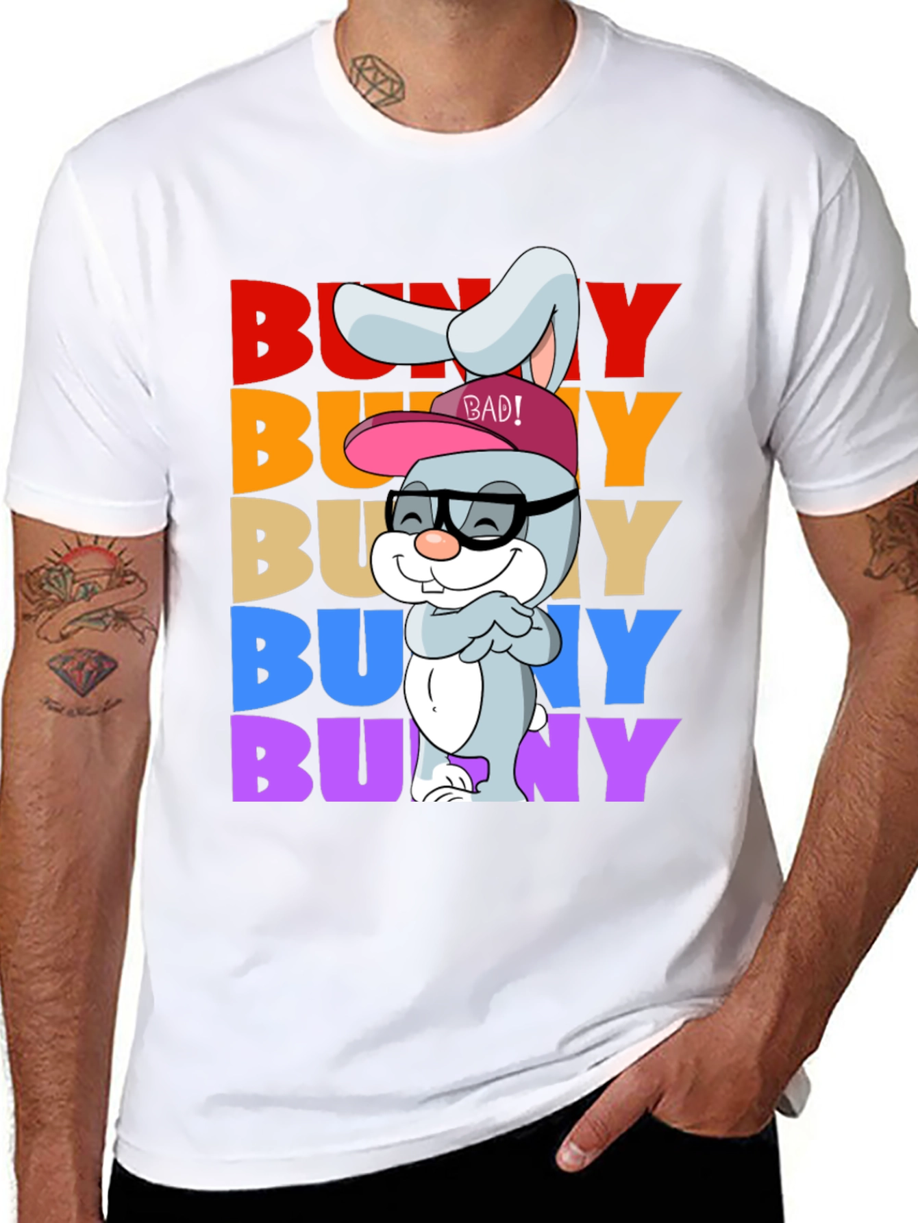 Black Cool Bunny Graphic Tee - Fun & Unique Design view 8