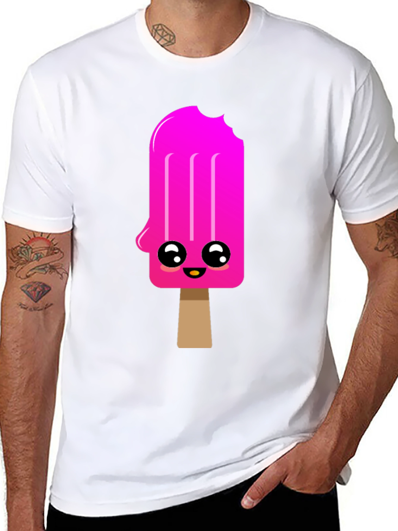 Black Kawaii Popsicle Graphic Tee - Black Cotton Blend Shirt view 8