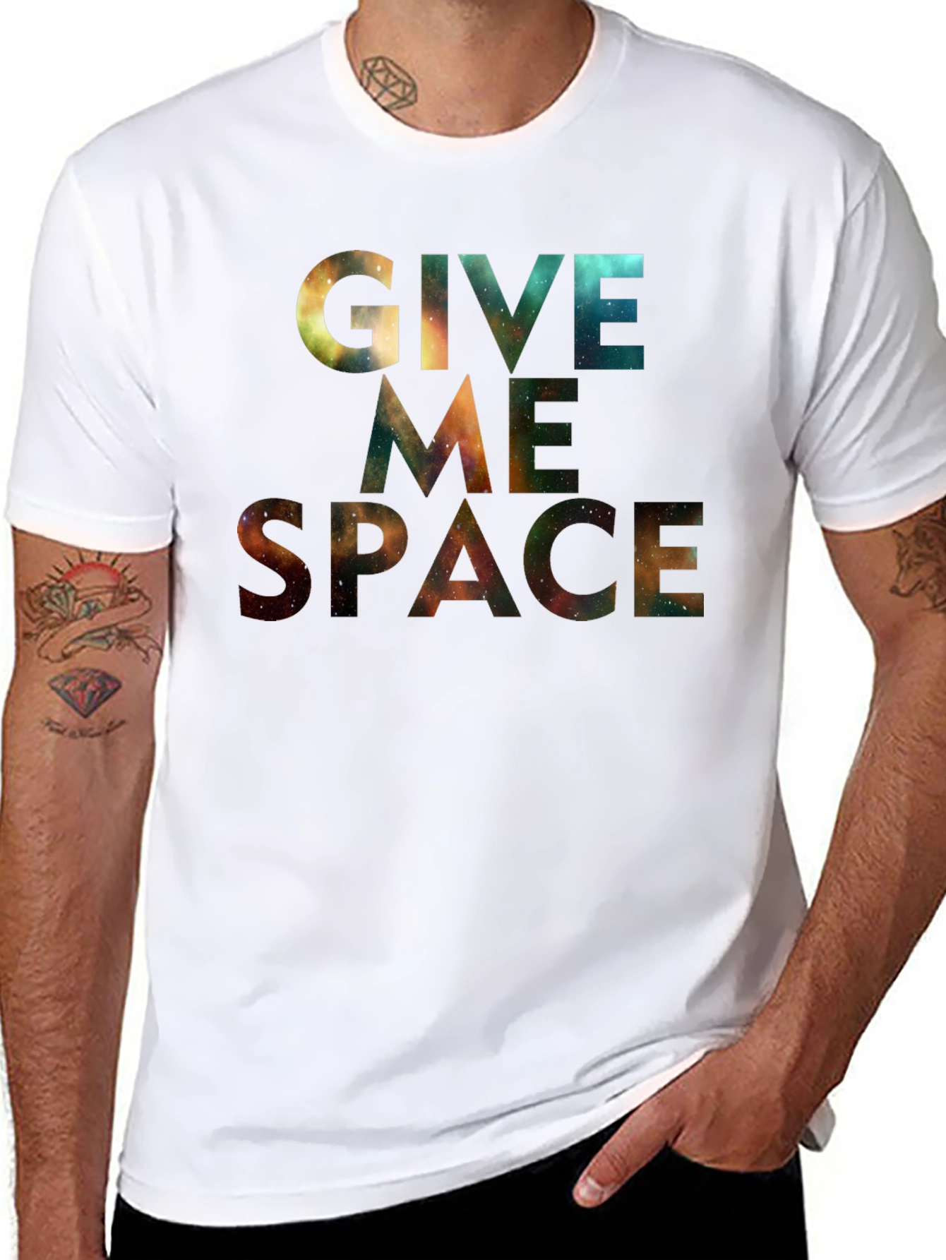 Black Give Me Space T-Shirt - Galaxy Print Tee view 8