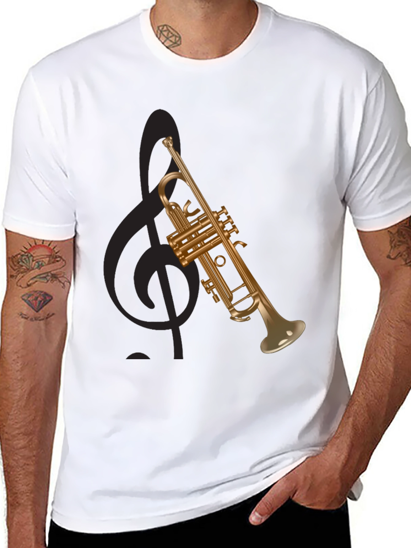 Black Trumpet Graphic Tee - Musical Instrument T-Shirt view 8