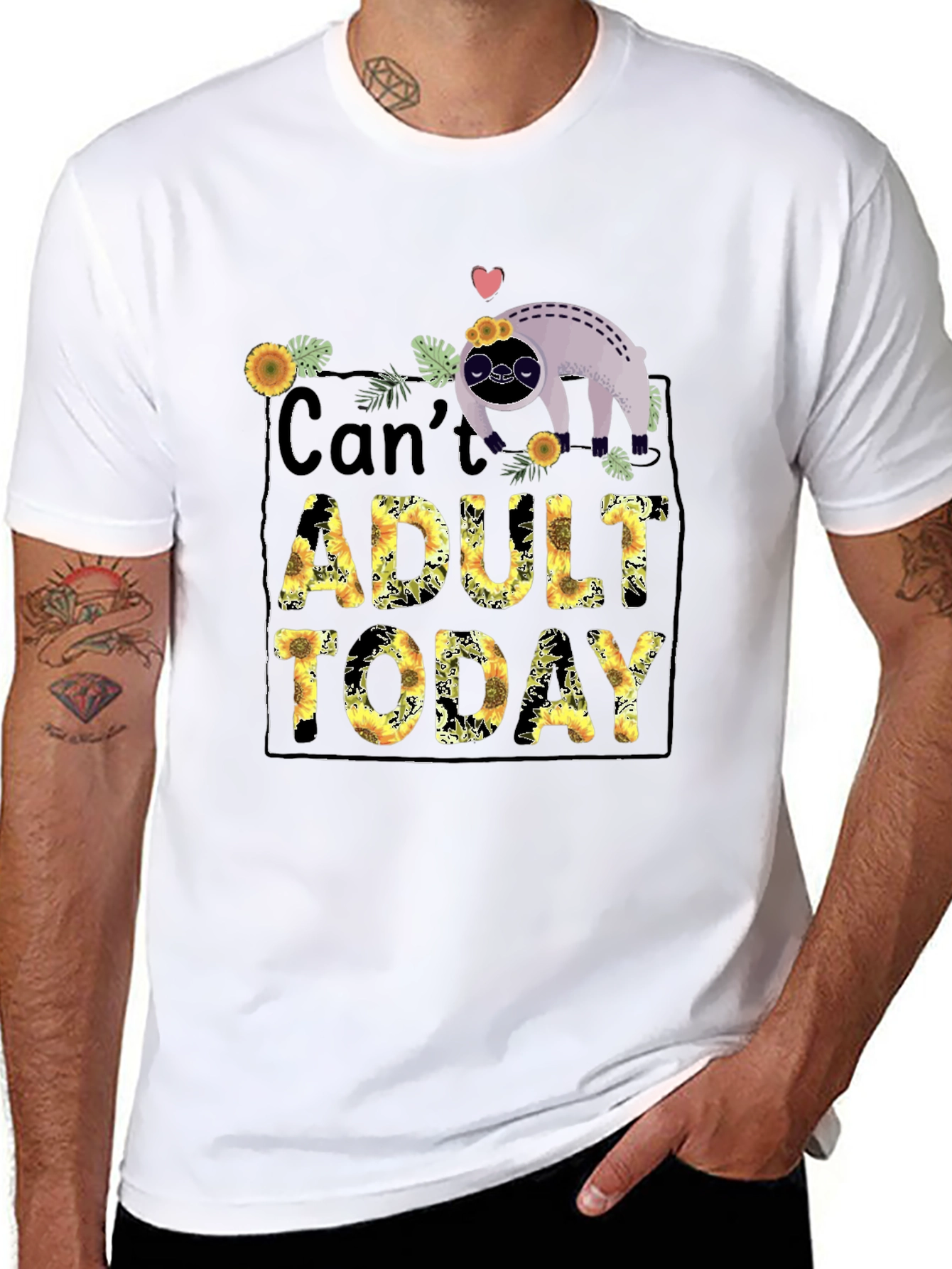 Black Can't Adult Today Sloth Graphic Tee view 8