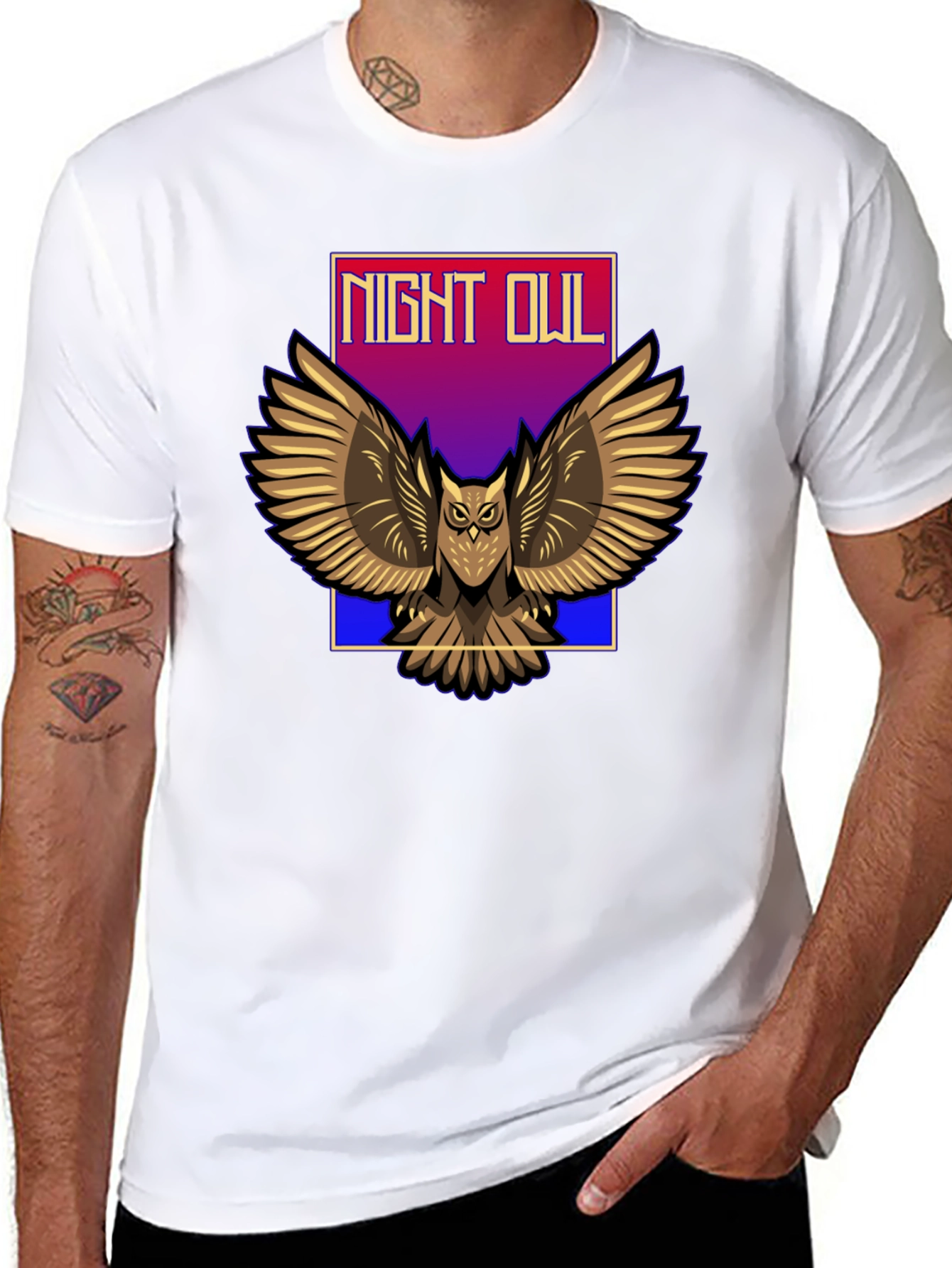 Black Night Owl Graphic T-Shirt view 8