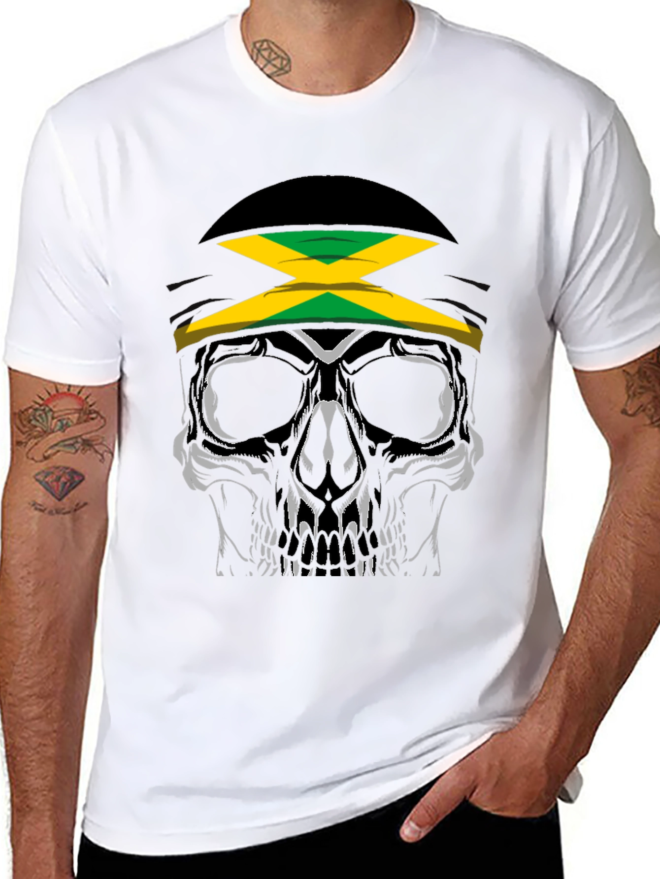 Black Jamaican Skull Graphic T-Shirt view 8