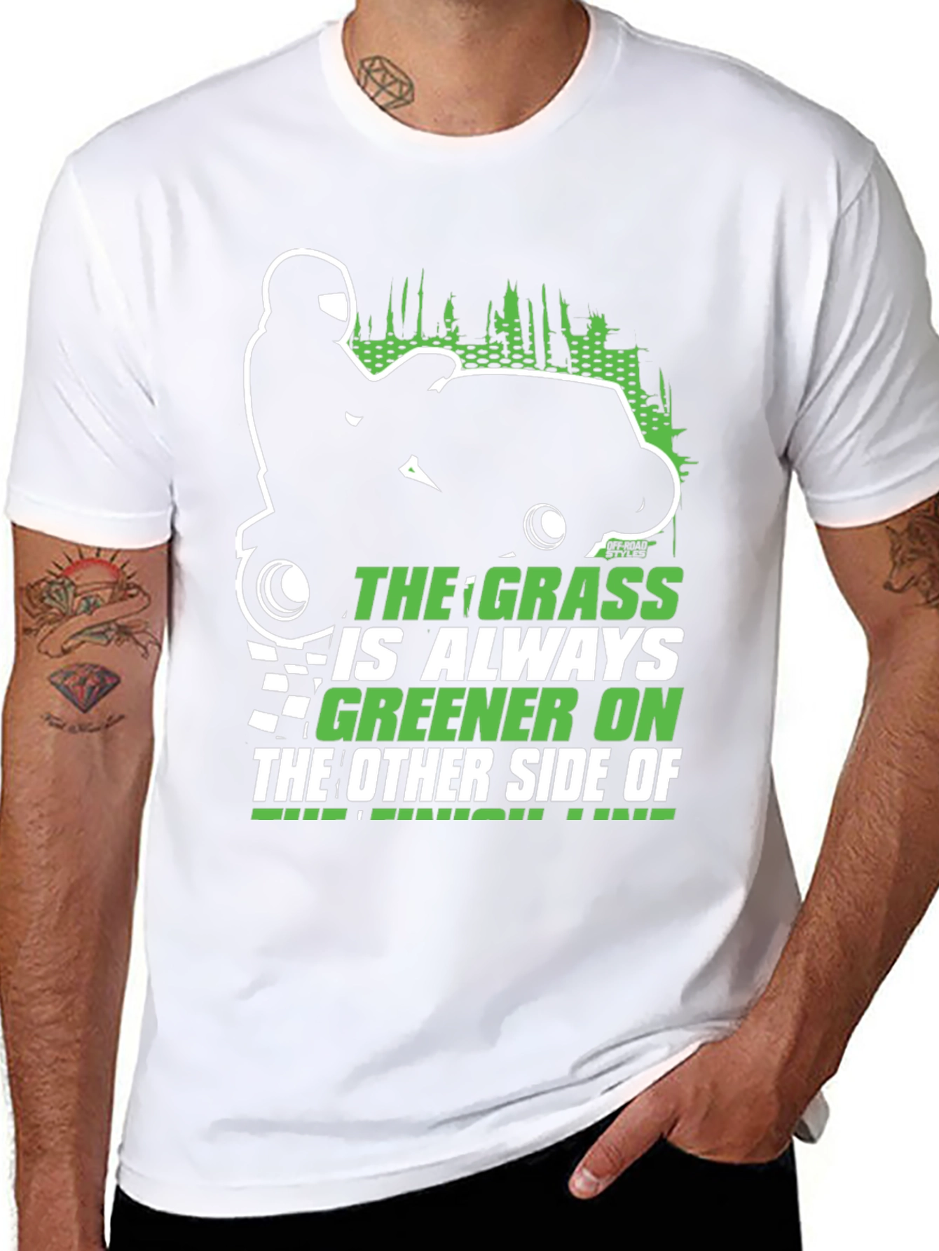 Black The Grass is Always Greener T-Shirt view 8