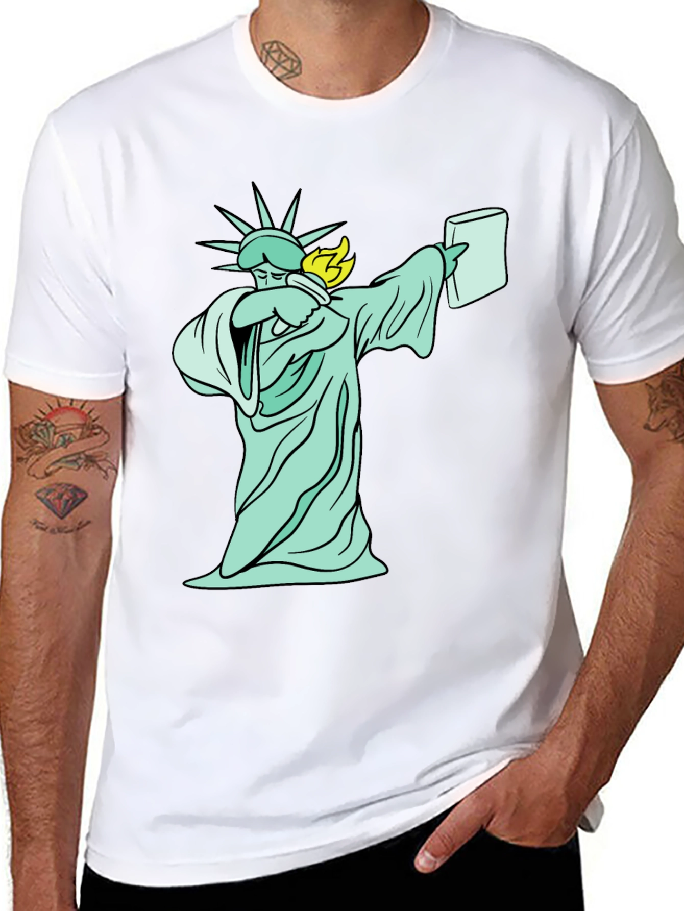 Black Dabbing Statue of Liberty T-Shirt - Funny Design view 8