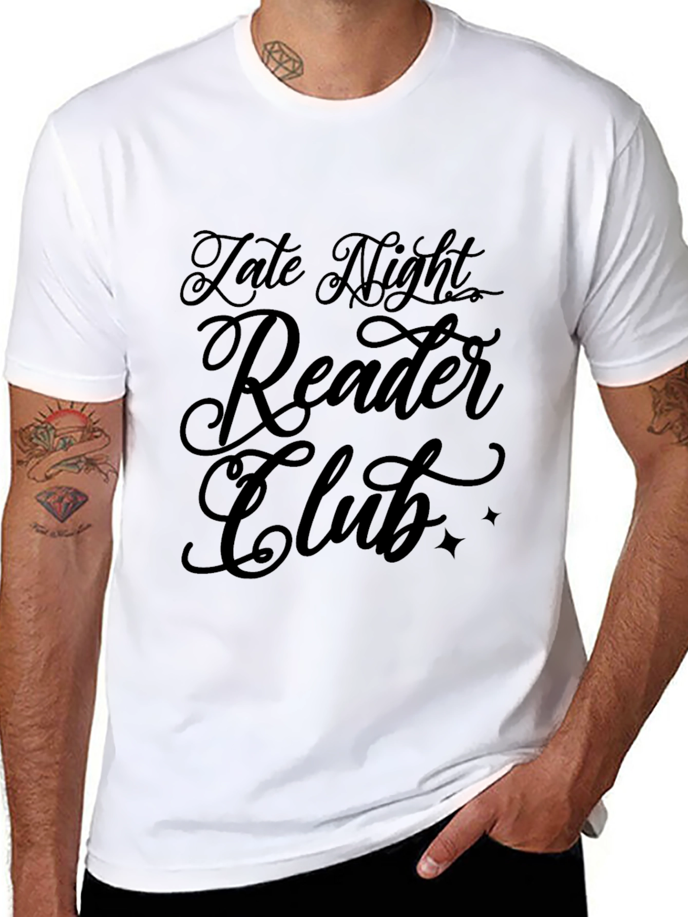 Black Late Night Reader Club Black T-Shirt view 8