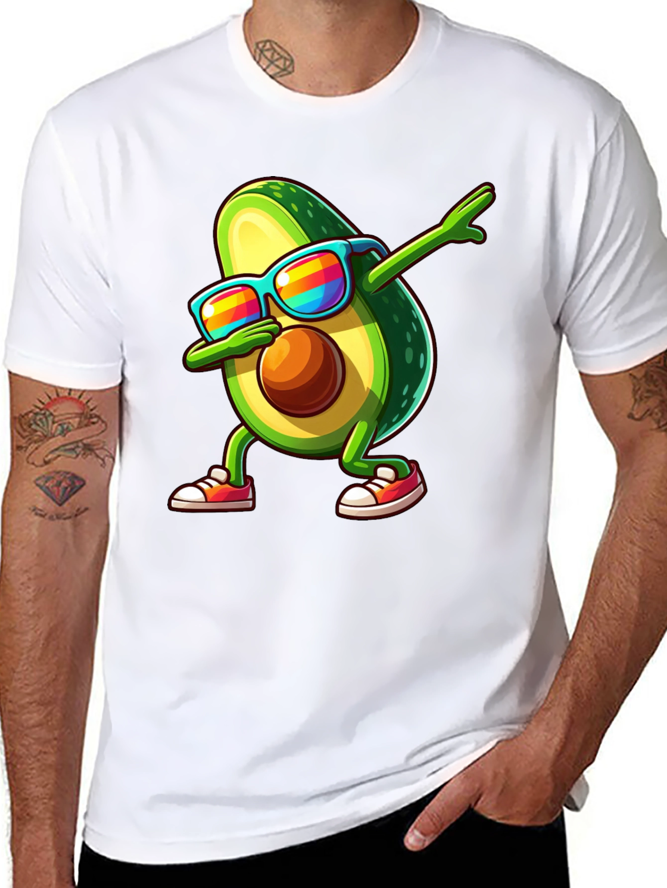 Black Dabbing Avocado T-Shirt view 8