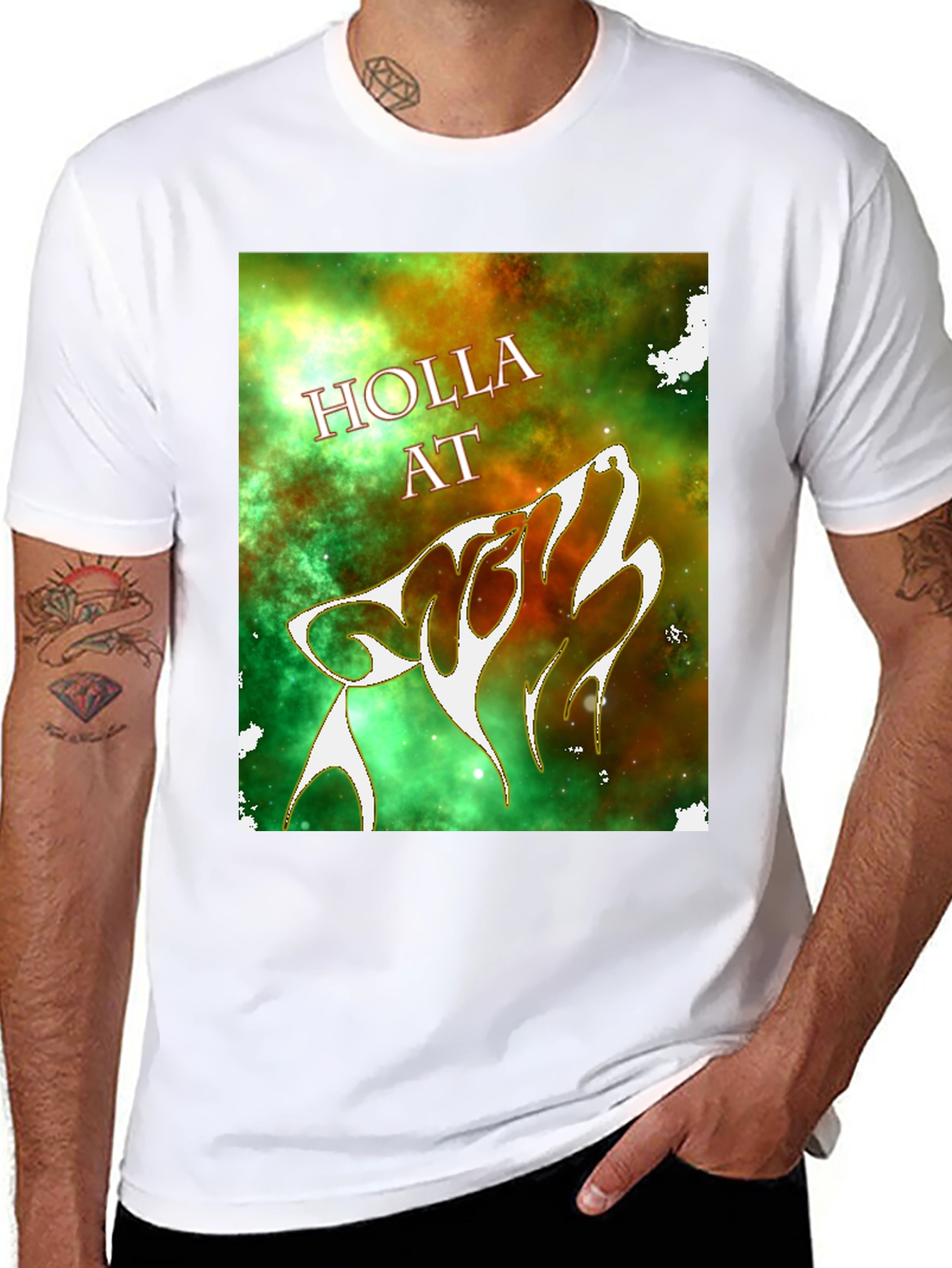 Black Holla At Wolf Graphic T-Shirt - Black view 8