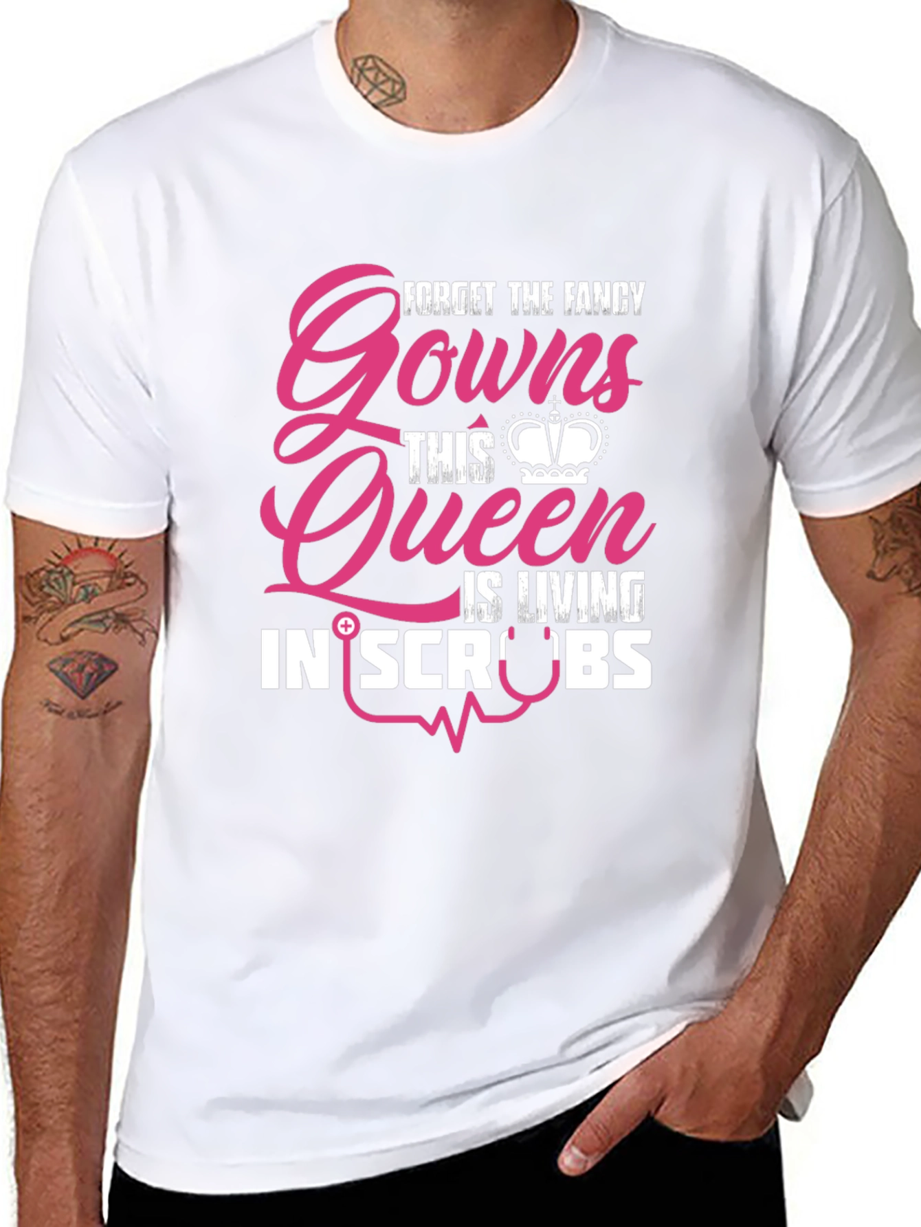 Black Queen Living in Scrubs Graphic T-Shirt view 8