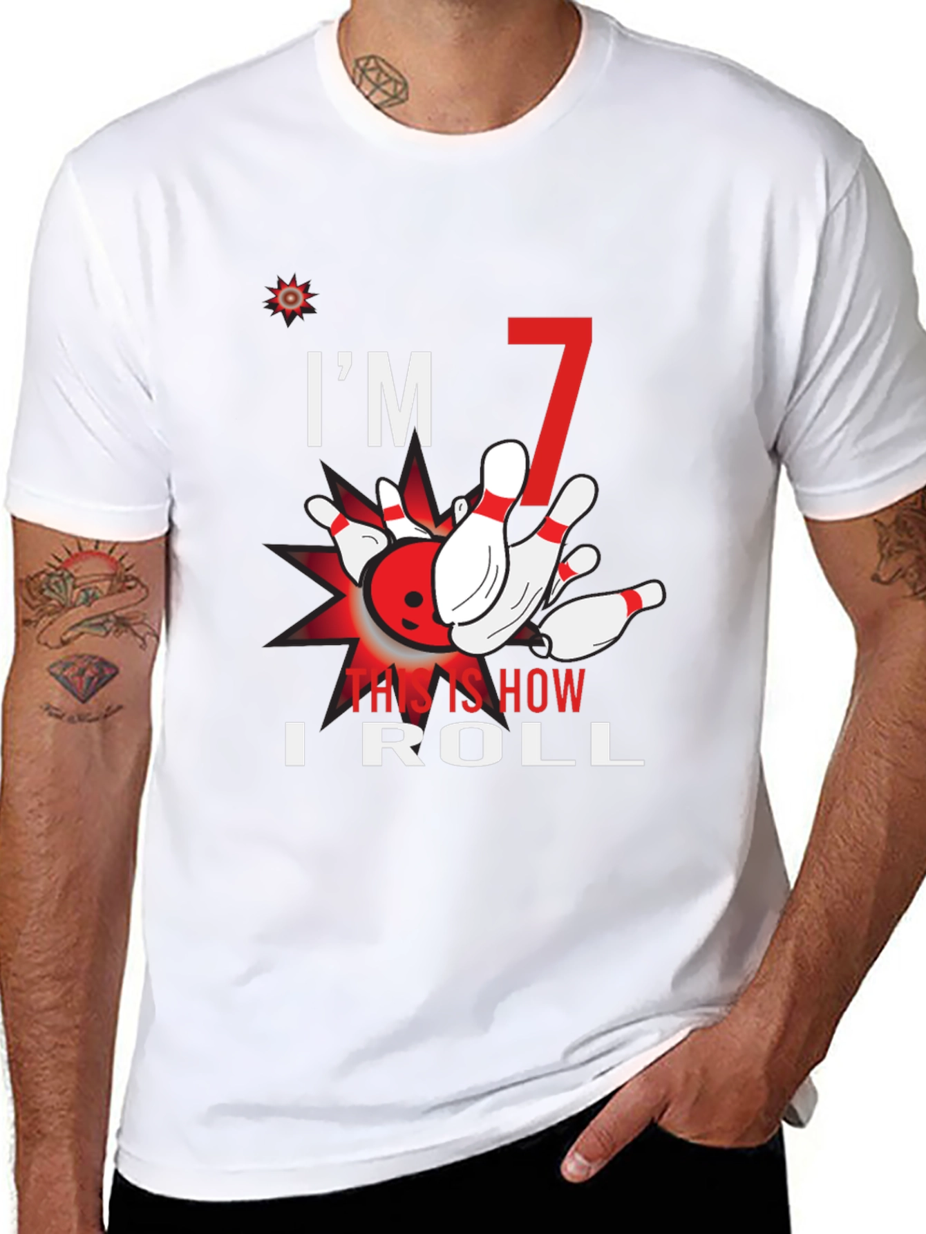 Black I'm 7 This Is How I Roll Bowling T-Shirt view 8
