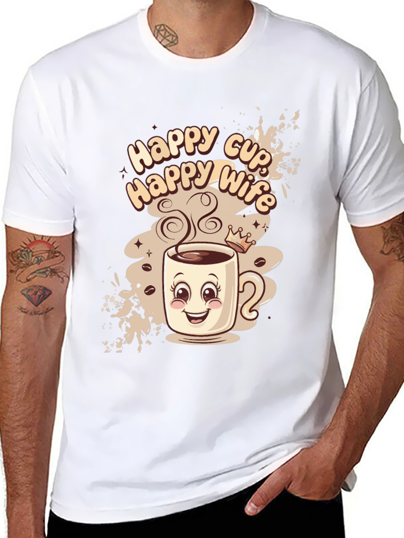 Black Happy Cup Happy Wife Black Graphic Tee view 8
