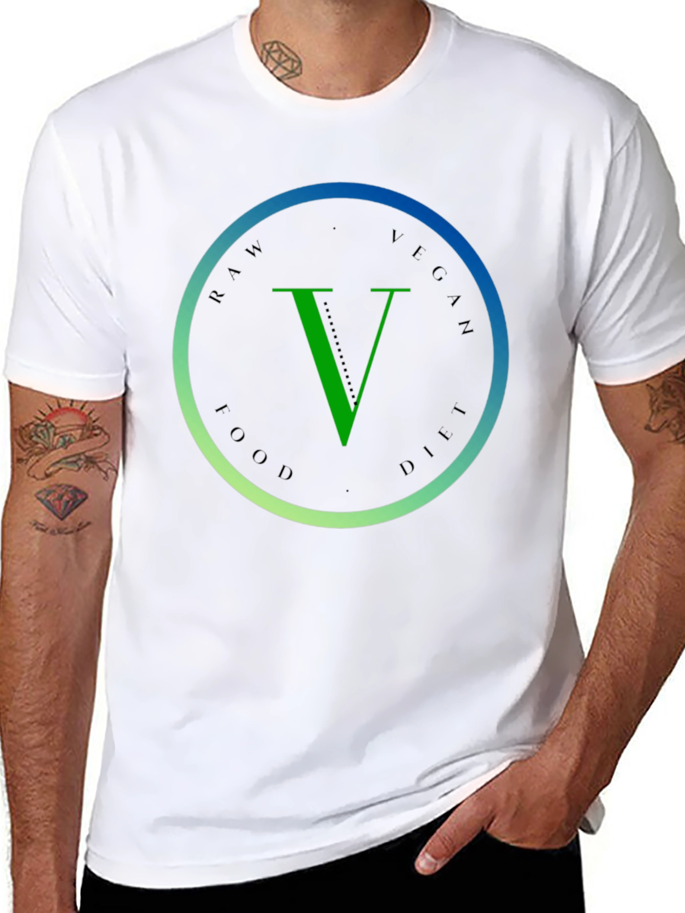 Black Raw Vegan Food Diet T-Shirt view 8