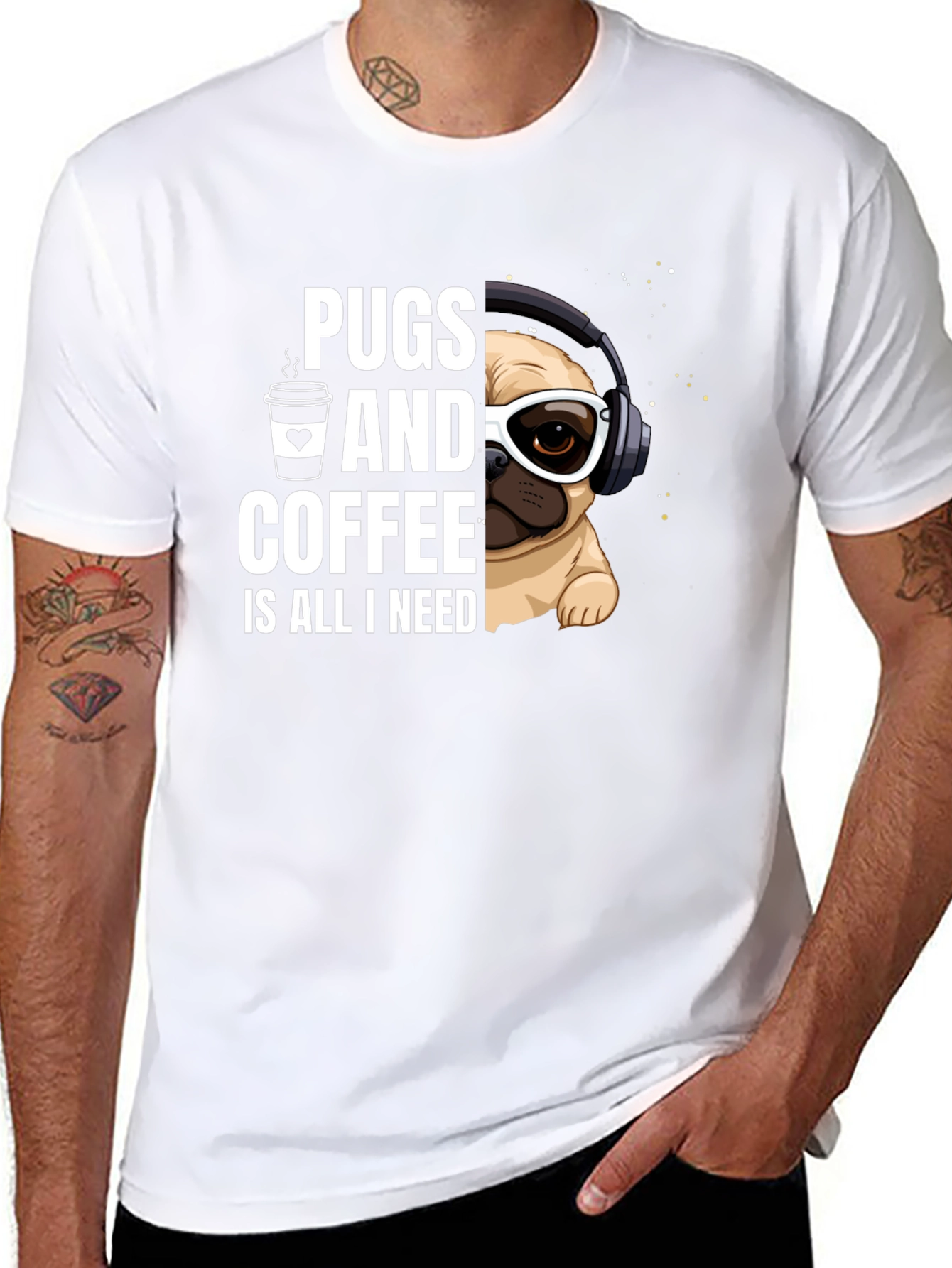 Black Pugs & Coffee Graphic Tee view 8