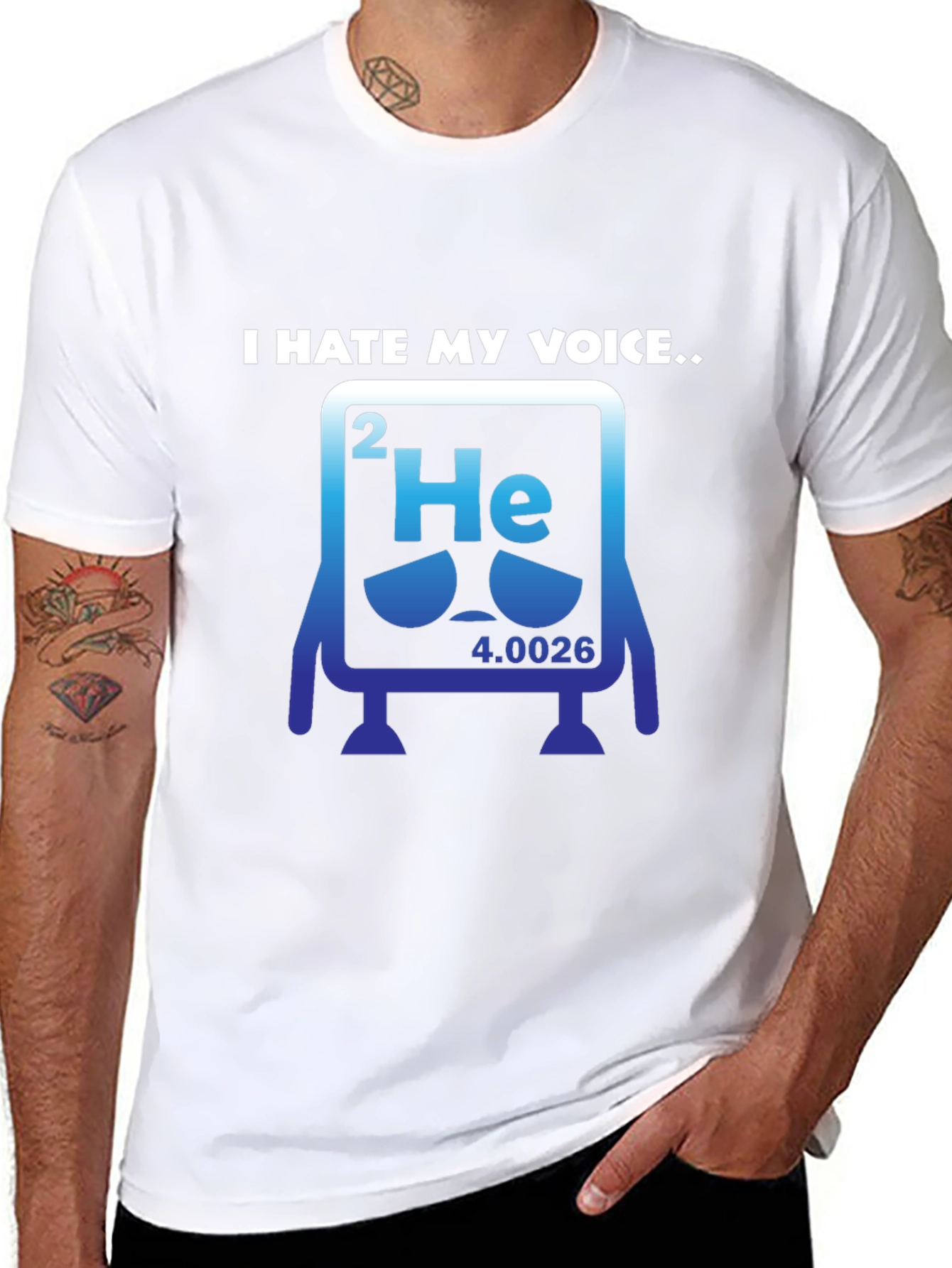 Black I Hate My Voice Helium Periodic Table Funny T-Shirt view 8