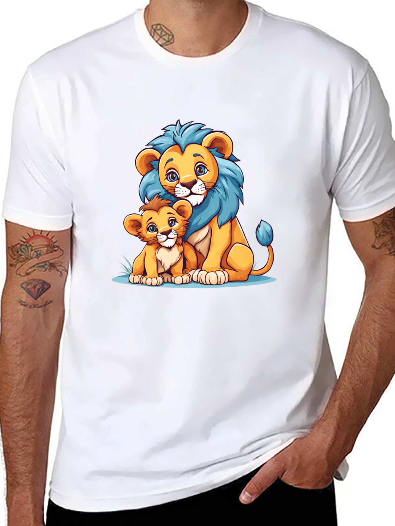 Black Lion Family Graphic Tee - Cute Cartoon Design view 8