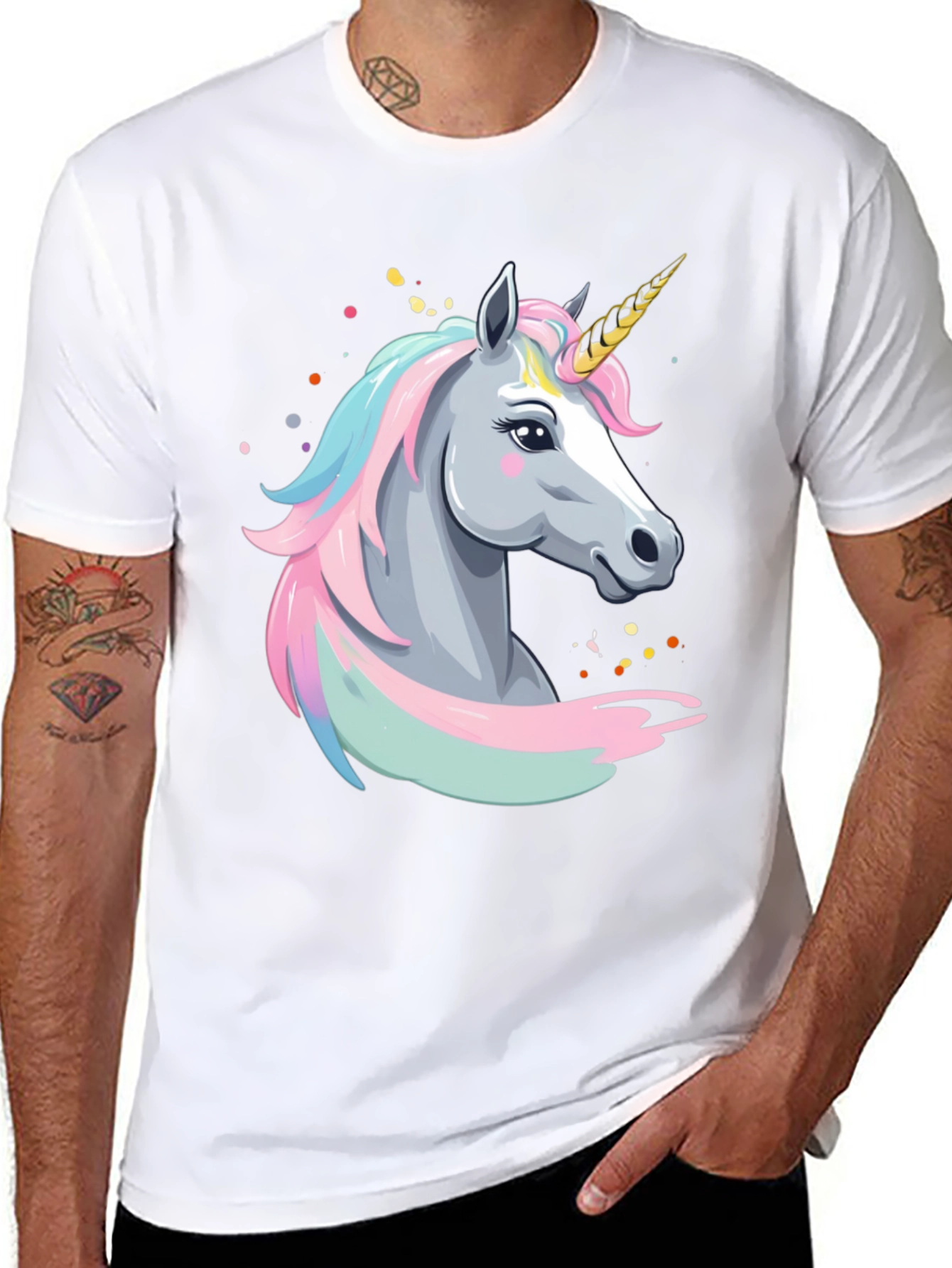 Black Unicorn Graphic T-Shirt - Black Cotton Tee view 8
