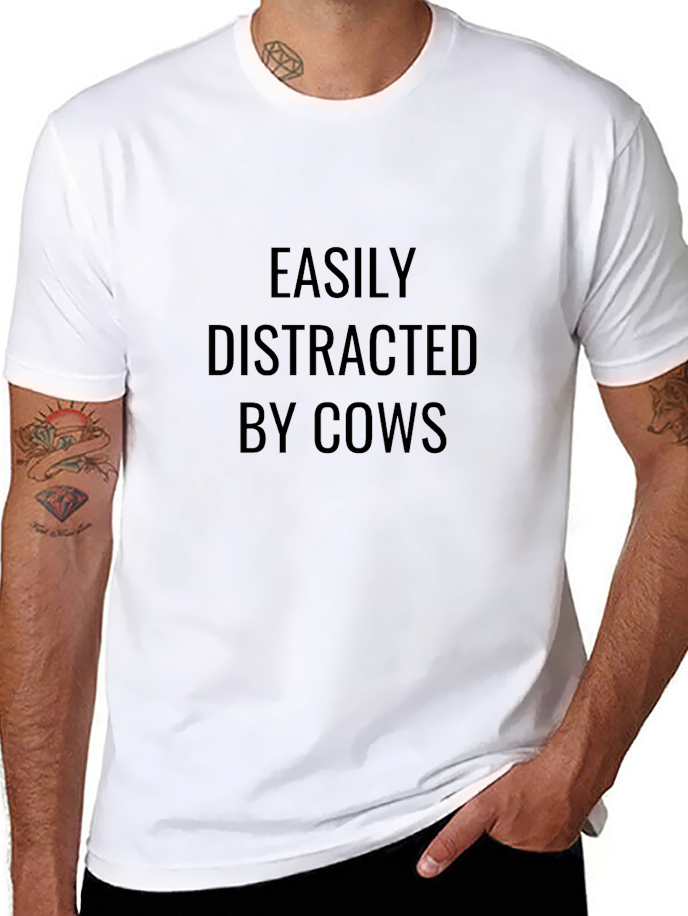 Black Easily Distracted By Cows Graphic T-Shirt view 8