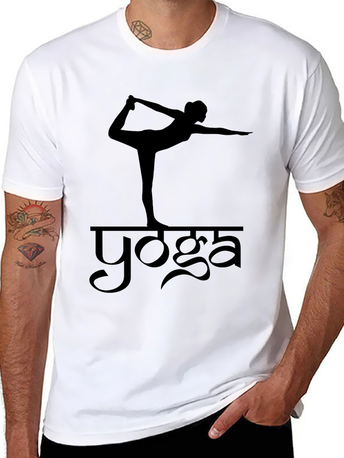 Black Yoga Pose Black T-Shirt for Men view 8