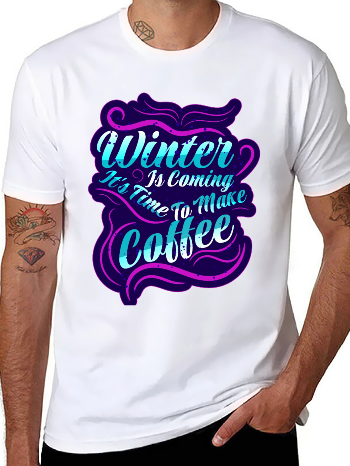 Black Winter Coffee T-Shirt - Festive Holiday Wear view 8
