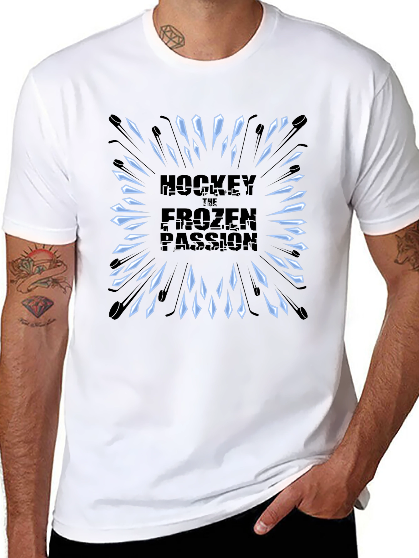 Black Hockey Frozen Passion Graphic T-Shirt view 8