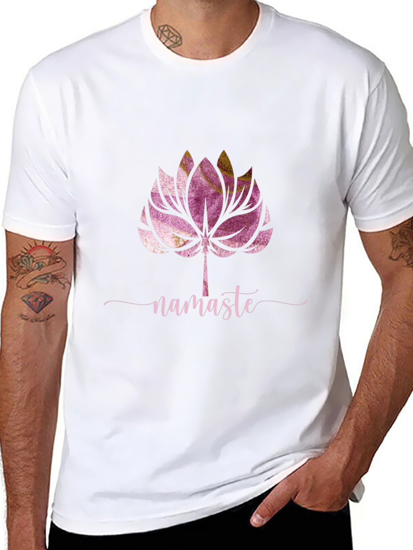 Black Namaste Lotus Graphic Tee - Yoga Inspired Design view 8