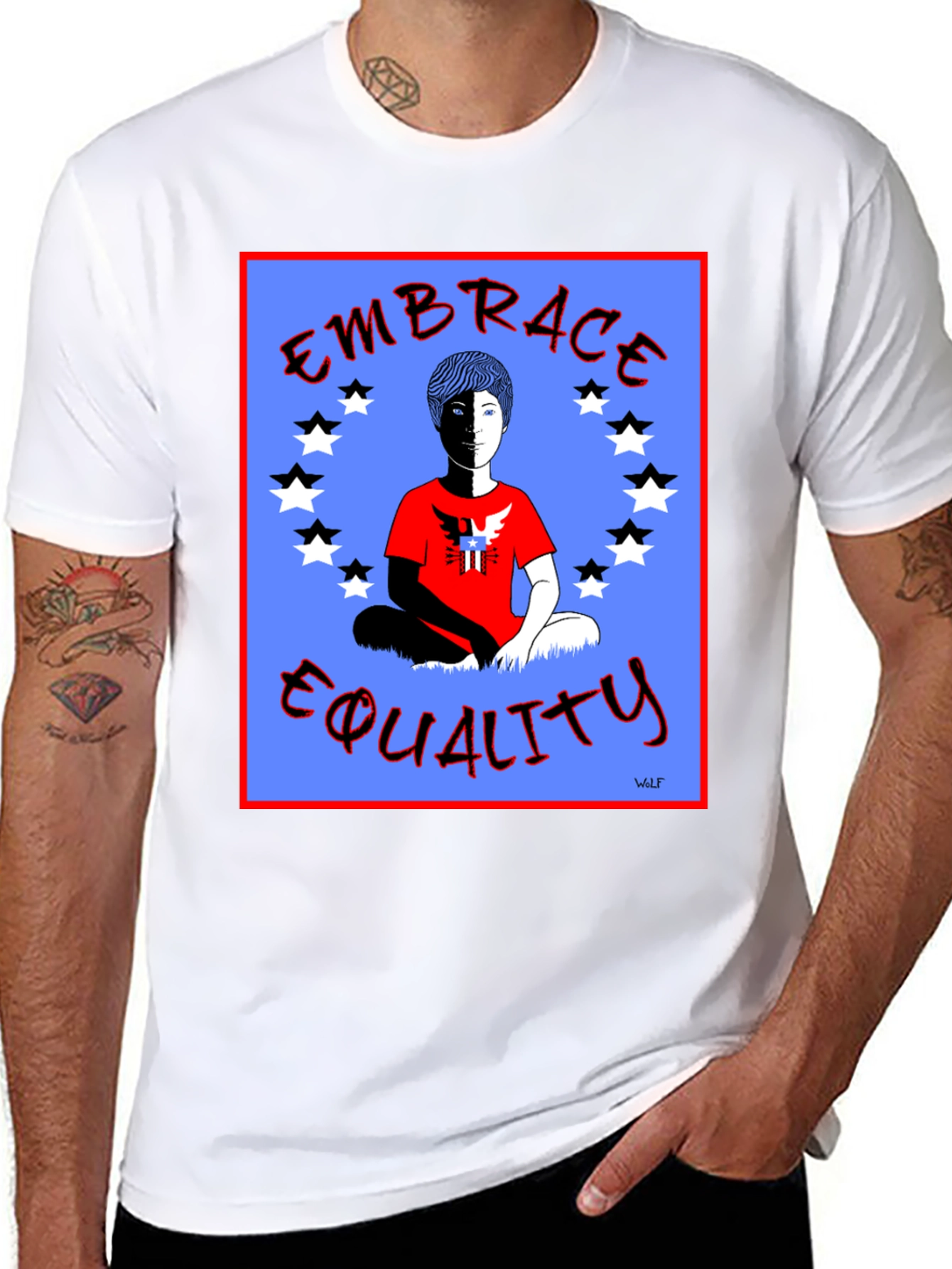 Black Embrace Equality Graphic Print Black T-Shirt view 8