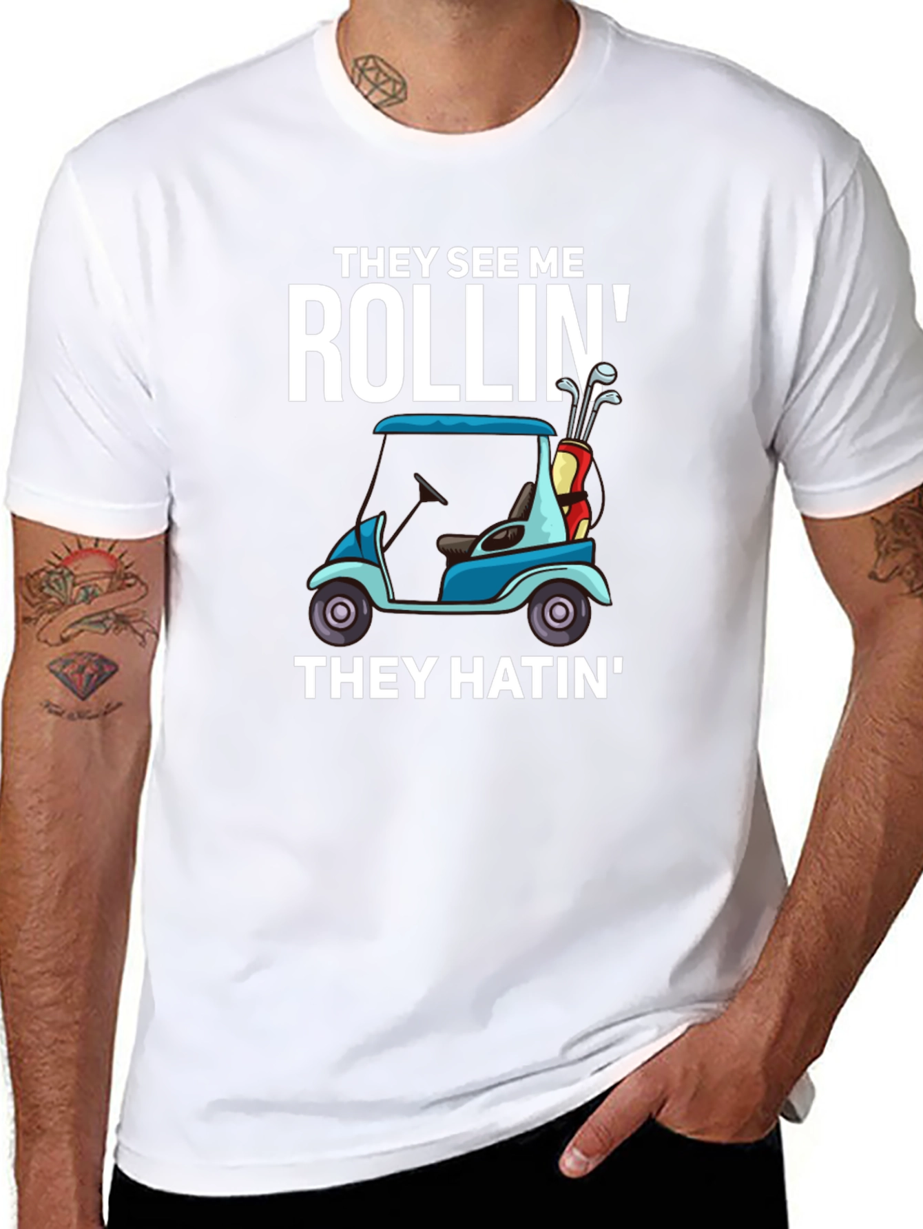 Black Rollin' Golf Cart T-Shirt view 8