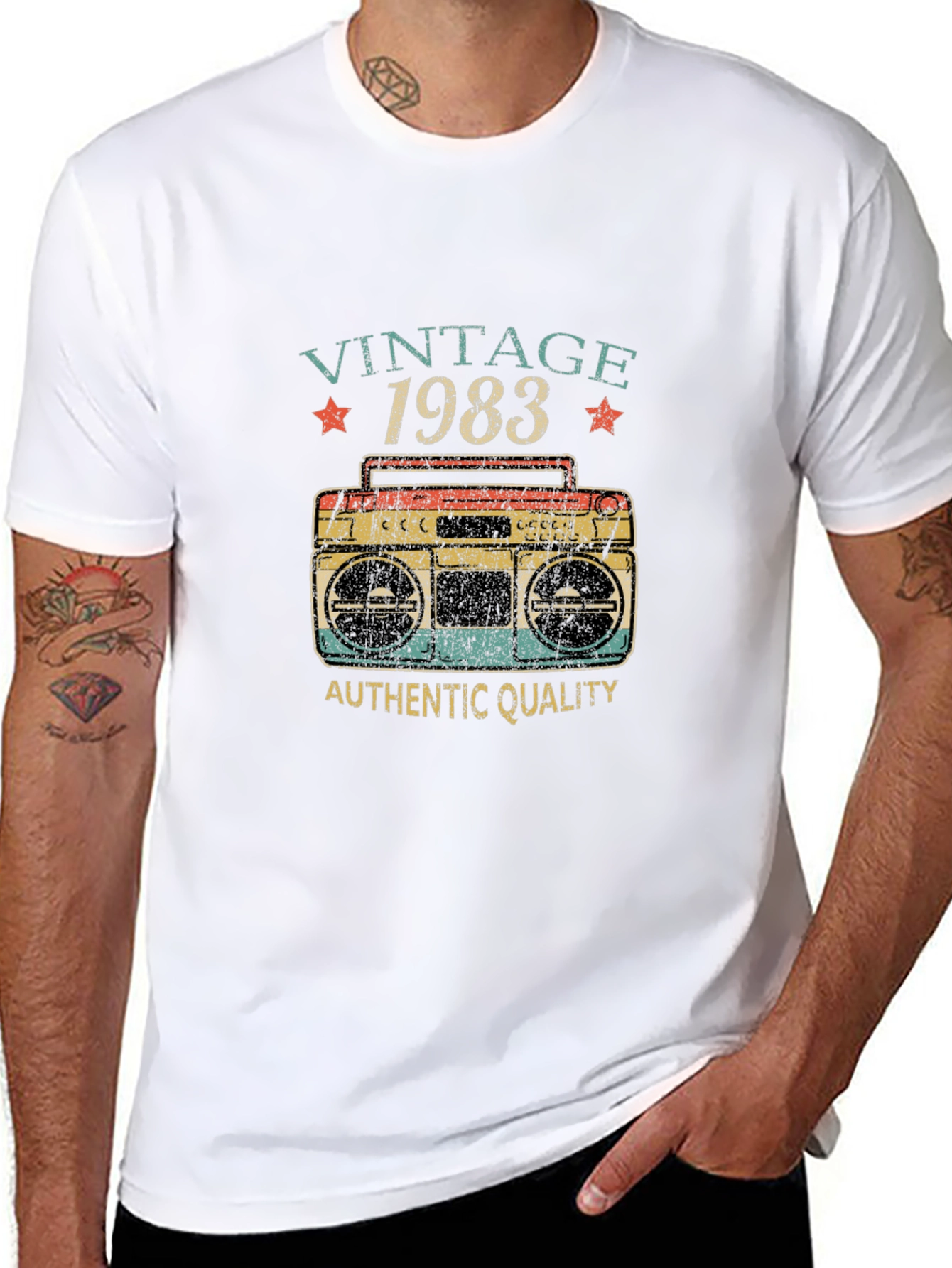 Black Vintage 1983 Boombox Graphic T-Shirt view 8