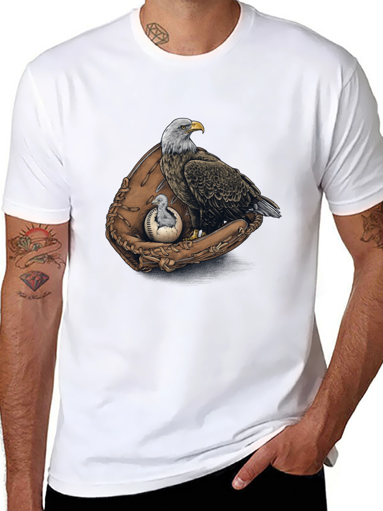 Black Eagle Baseball Glove Graphic Tee view 8