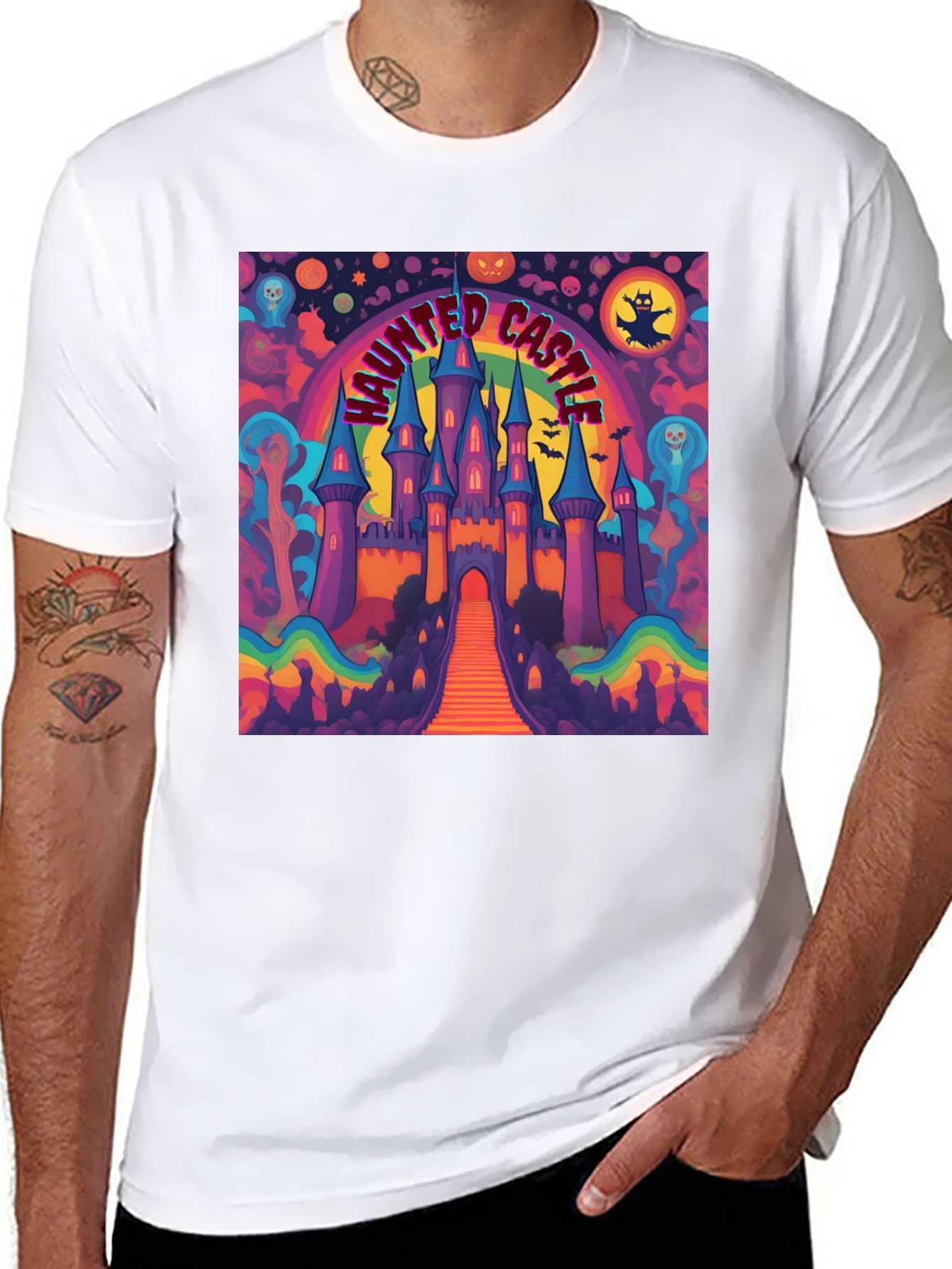 Black Haunted Castle Graphic Tee view 8