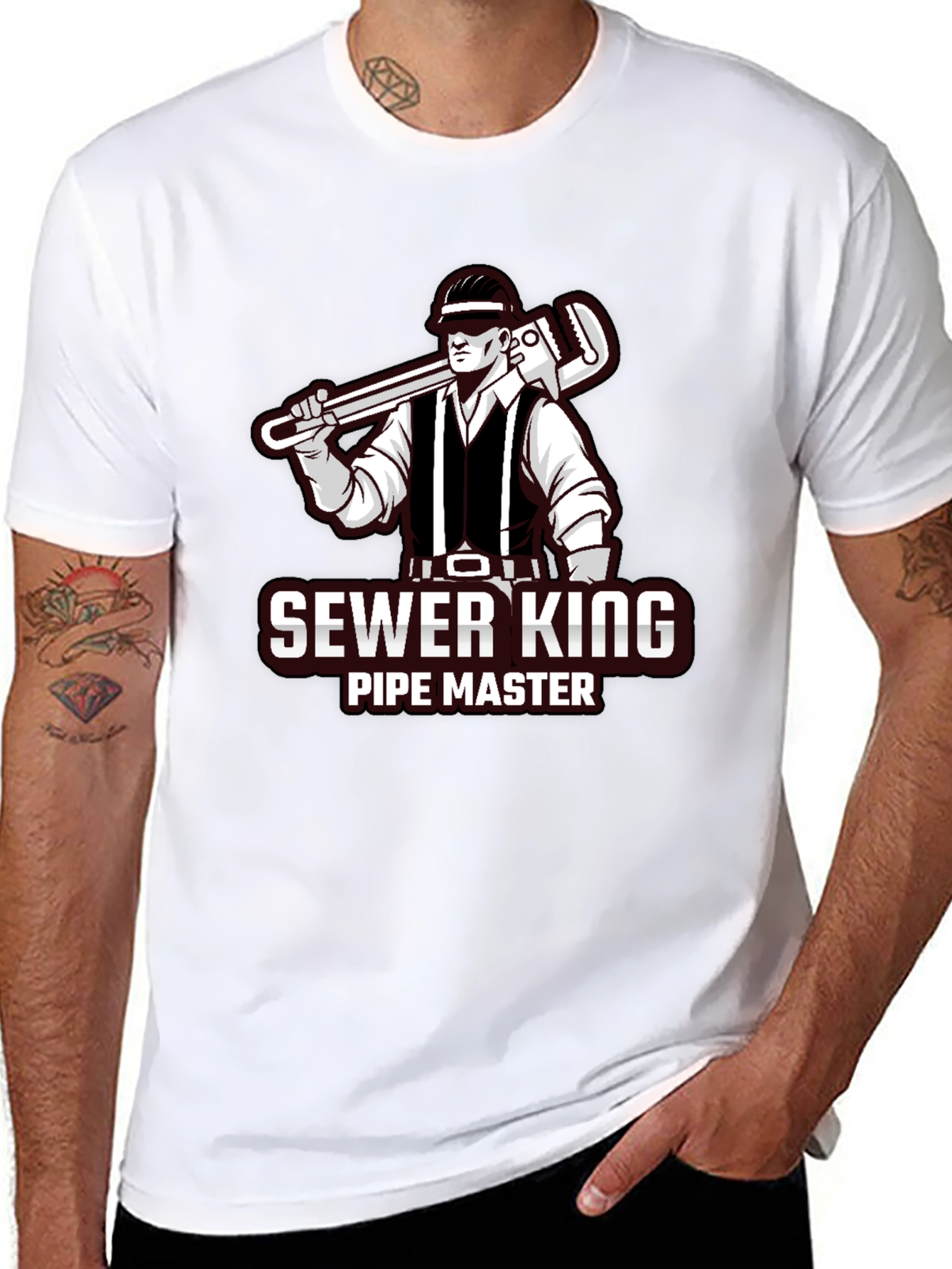Black Sewer King Pipe Master Graphic Tee view 8