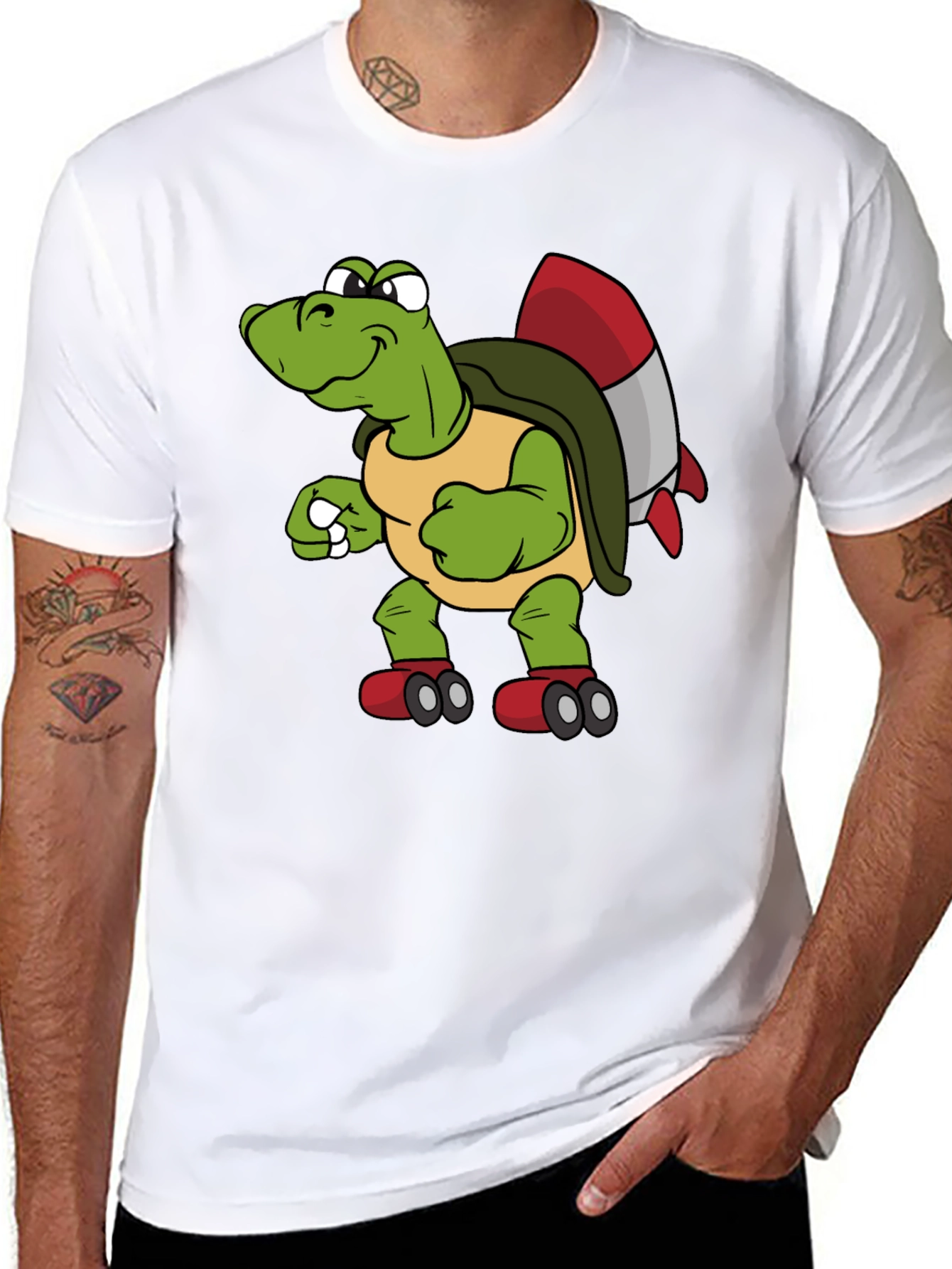 Black Turtle Rocket Shirt - Unique Cartoon Tee view 8